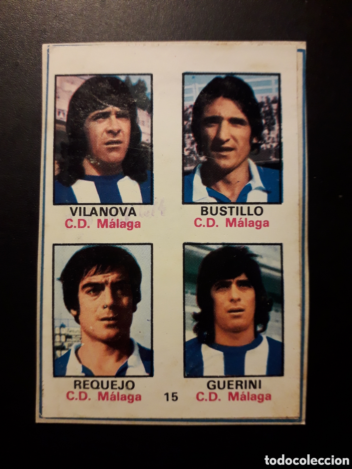 Cartes &agrave; collectionner de Football: VILANOVA/BUSTILLO/REQUEJO/GUERINI 15 M&Aacute;LAGA FHER 1974-1975 74-75 RECORTADO ADHESIVO PEDIDO M&Iacute;NIMO 3&euro;
