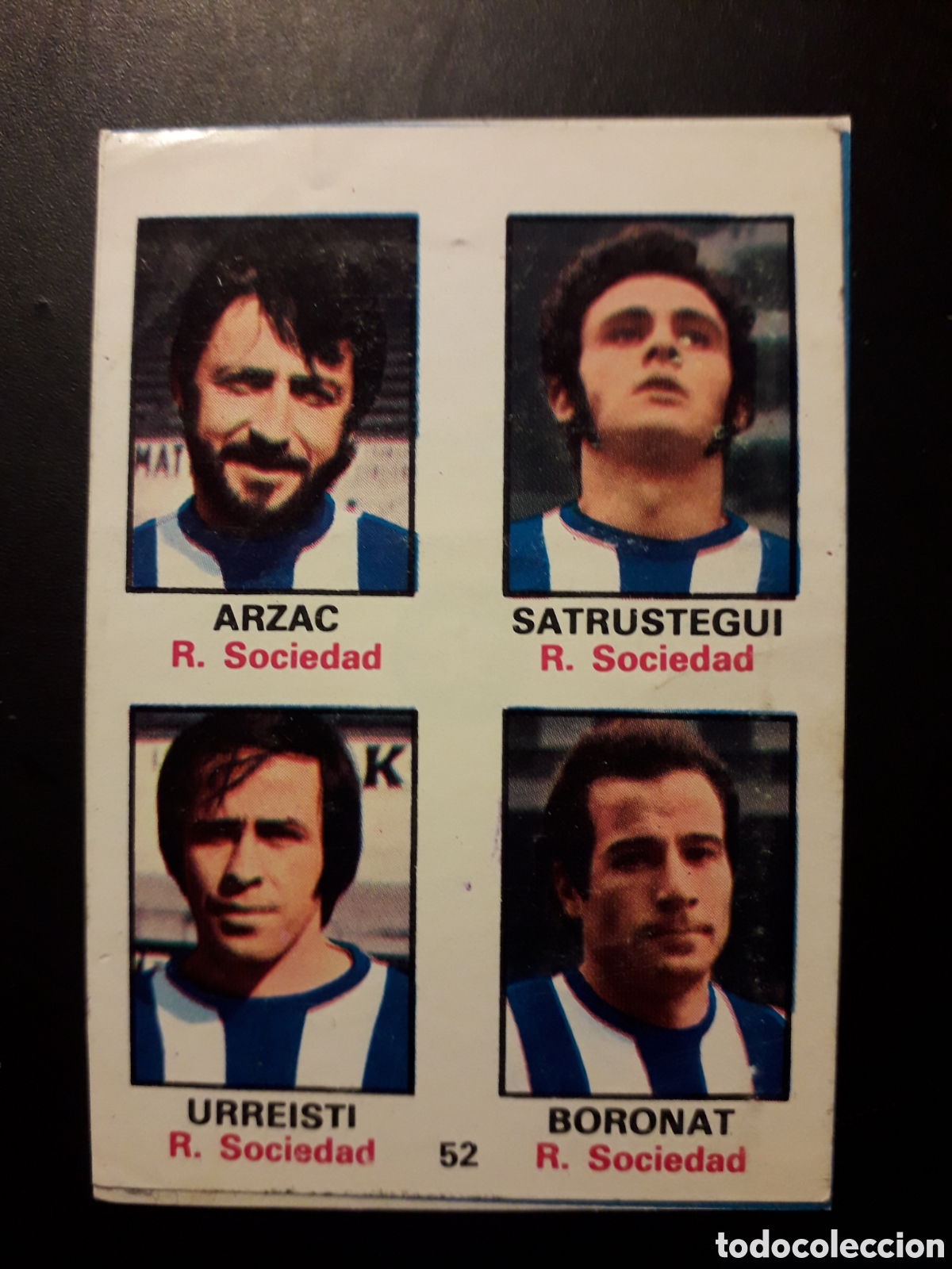 Cartes &agrave; collectionner de Football: ARZAC/SATRUSTEGUI/URREISTI/BIRONAT 52 REAL SOCIEDAD FHER 1974-1975 74-75 ADHESIVO PEDIDO M&Iacute;NIMO 3&euro;