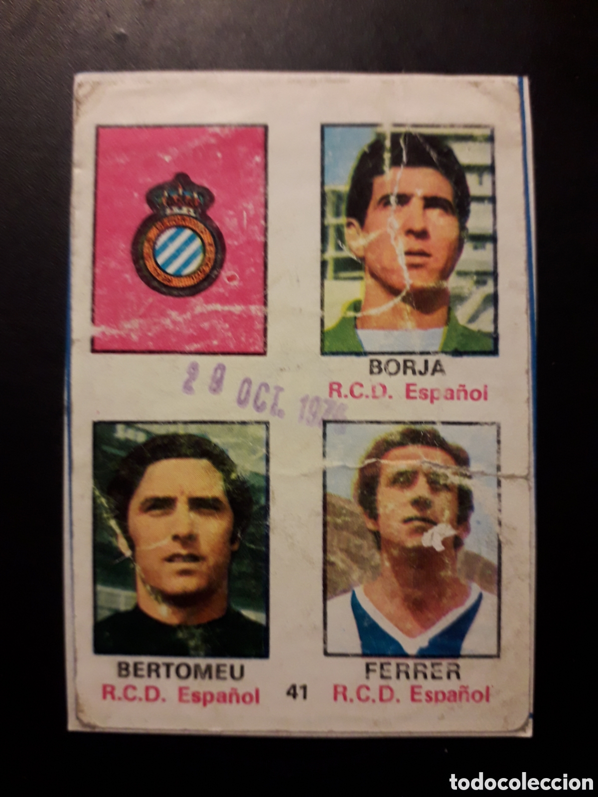 Cartes &agrave; collectionner de Football: BORJA/BERTOMEU/FERRER 41 RCD ESPA&Ntilde;OL FHER 1974-1975 74-75 RECORTADO ADHESIVO PEDIDO M&Iacute;NIMO 3&euro;
