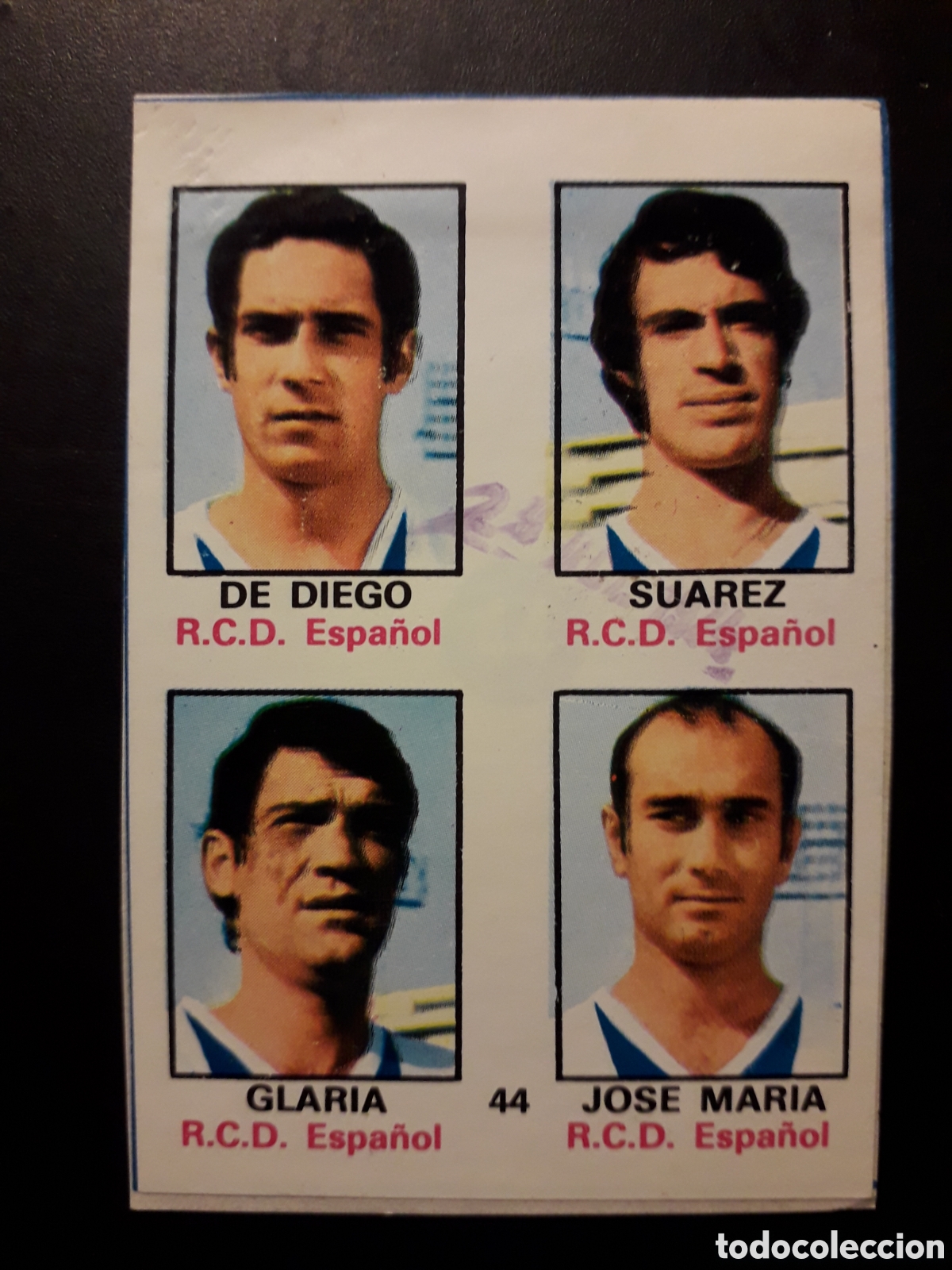 Cartes &agrave; collectionner de Football: DE DIEGO/SU&Aacute;REZ/GLAR&Iacute;A/JOS&Eacute; MAR&Iacute;A 44 RCD ESPA&Ntilde;OL FHER 1974-1975 74-75 RECORT ADHESIVO PEDIDO M&Iacute;NI 3&euro;
