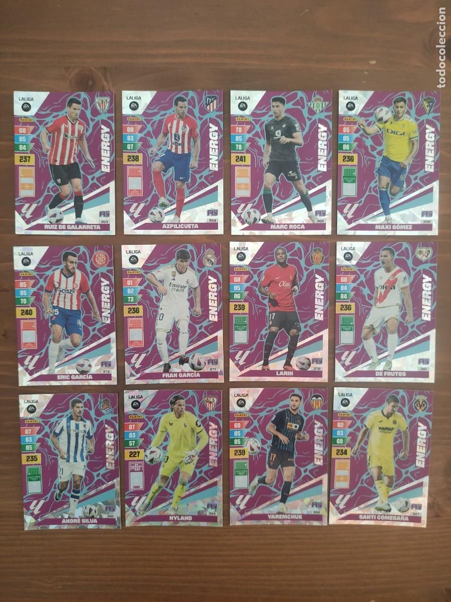 Football Stickers: ADRENALYN XL 23-24 &rdquo;ENERGY&rdquo; LOTE 12 CARDS. LAS DE LA FOTO