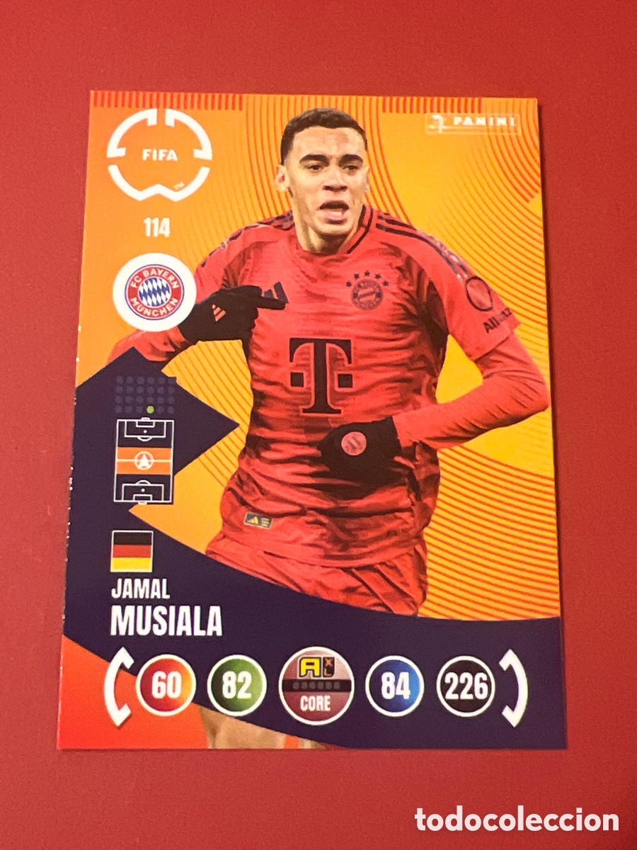 Fu&szlig;ball-Sticker: C7808. 114 JAMAL MUSIALA BAYERN CORE PANINI ADRENALYN CLUB WORLD CUP 2025 25