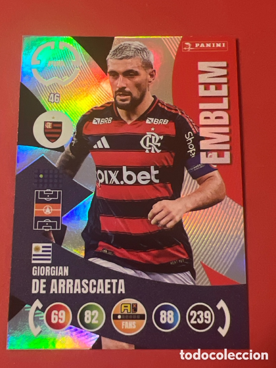 Fu&szlig;ball-Sticker: C7974. ADRENALYN XL 2025 - FIFA CLUB WORLD CUP - DE ARRASCAETA EMBLEM / FLAMINGO 46