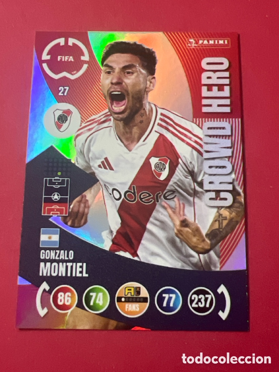 Fu&szlig;ball-Sticker: E26.CROMO n&ordm; 27 GONZALO MONTIEL RIVER CROWD HERO FIFA CLUB WORLD CUP 2025 ADRENALYN XL DE PANINI.