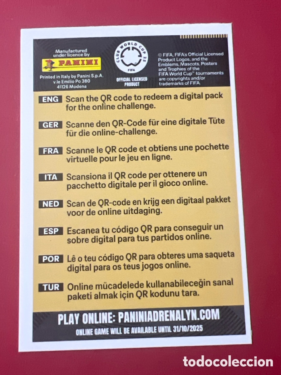 Fu&szlig;ball-Sticker: E43. Panini 2025 Fifa Club World Cup 25 - DIGITAL PACKET - ADRENALYN XL