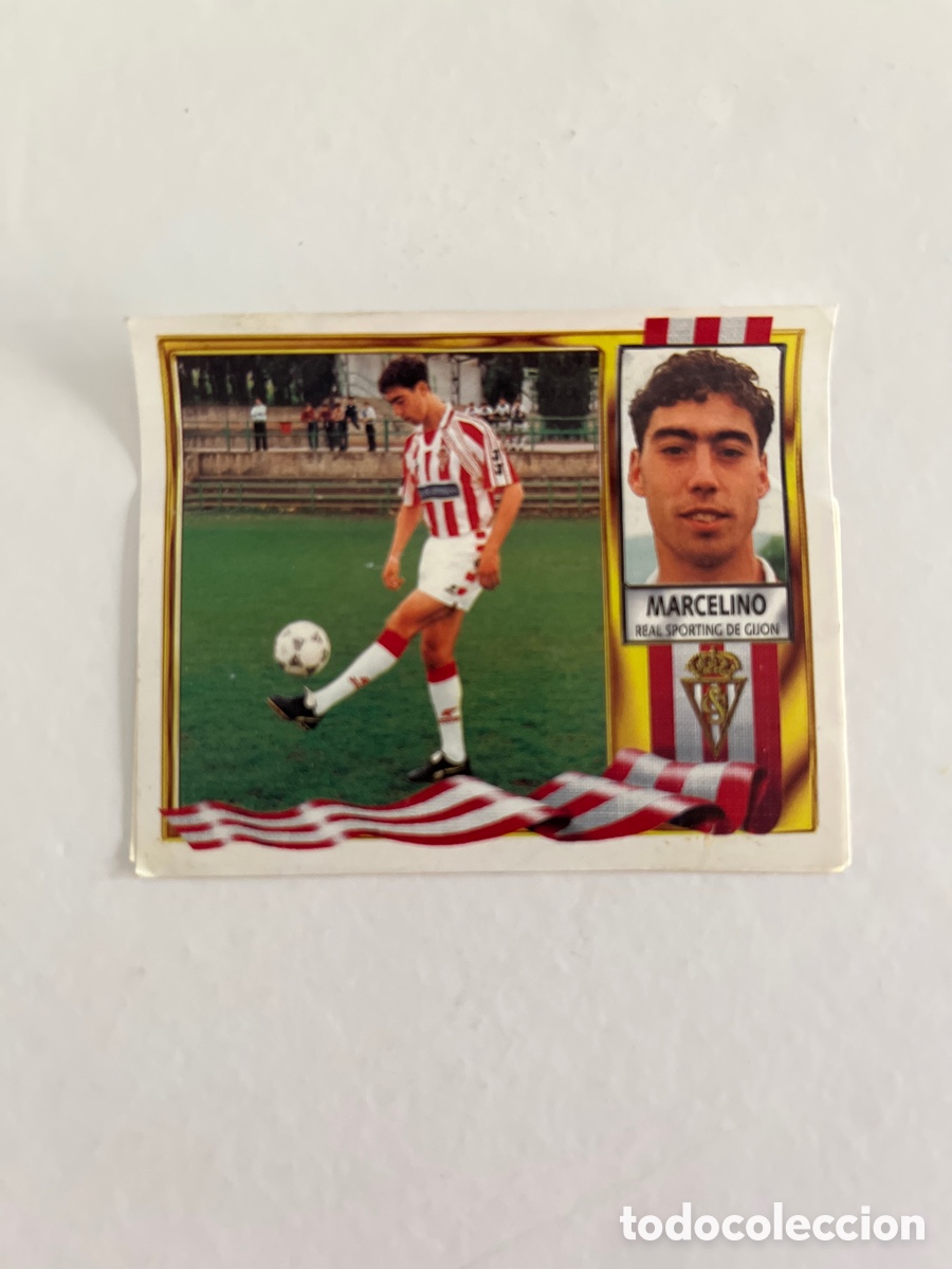 Fu&szlig;ball-Sticker: MARCELINO COLOCA SPORTING DE GIJON EDICIONES ESTE 95 96 1995 1996 VENTANILLA VER FOTOS CROMO FUTBOL