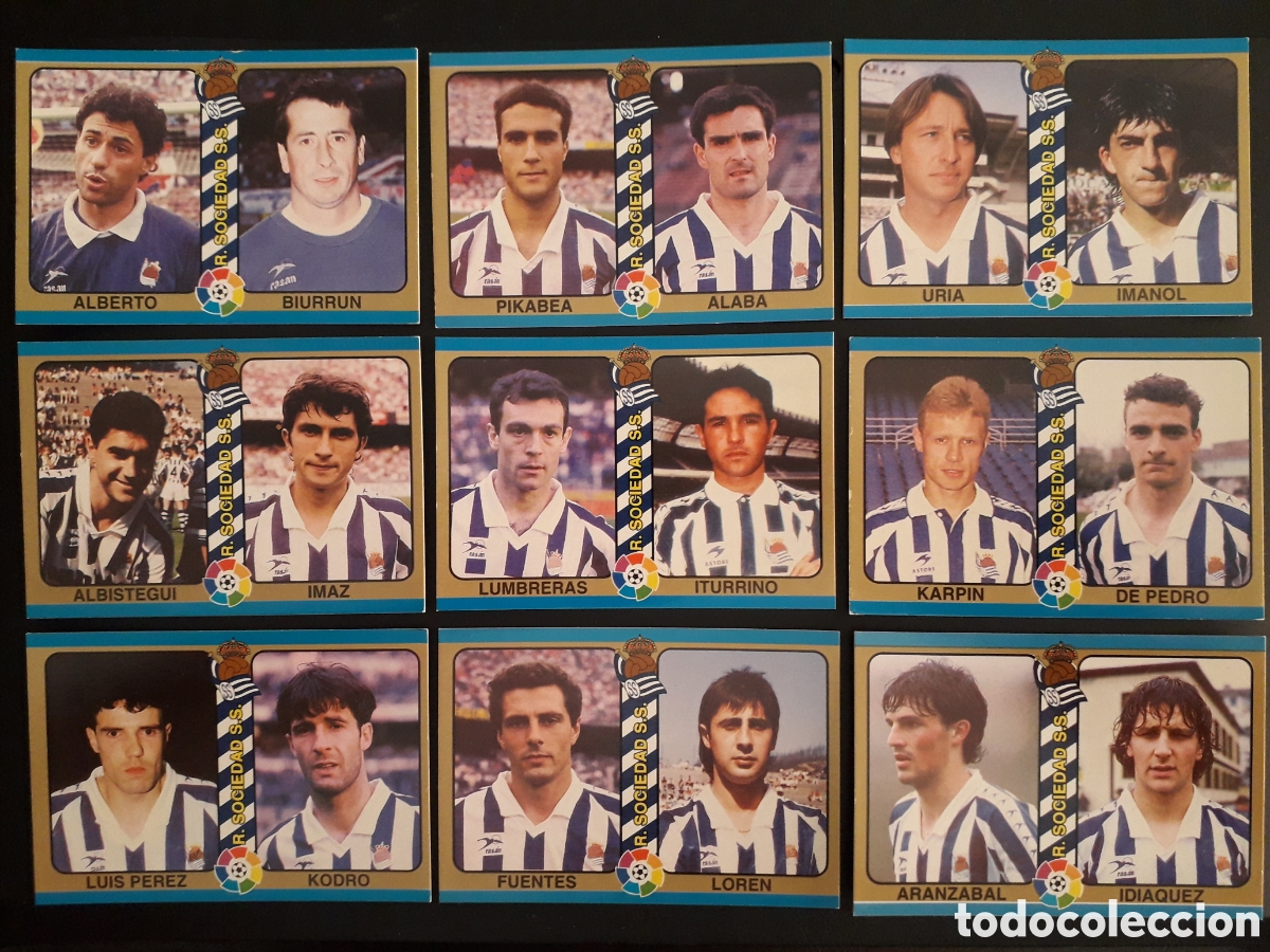 Figurine di Calcio: 9 CROMOS REAL SOCIEDAD F&Uacute;TBOL TOTAL MUNDICROMO MC 94 95 1995 EQUIPO COMPLETO PEDIDO M&Iacute;NIMO 3&euro;.