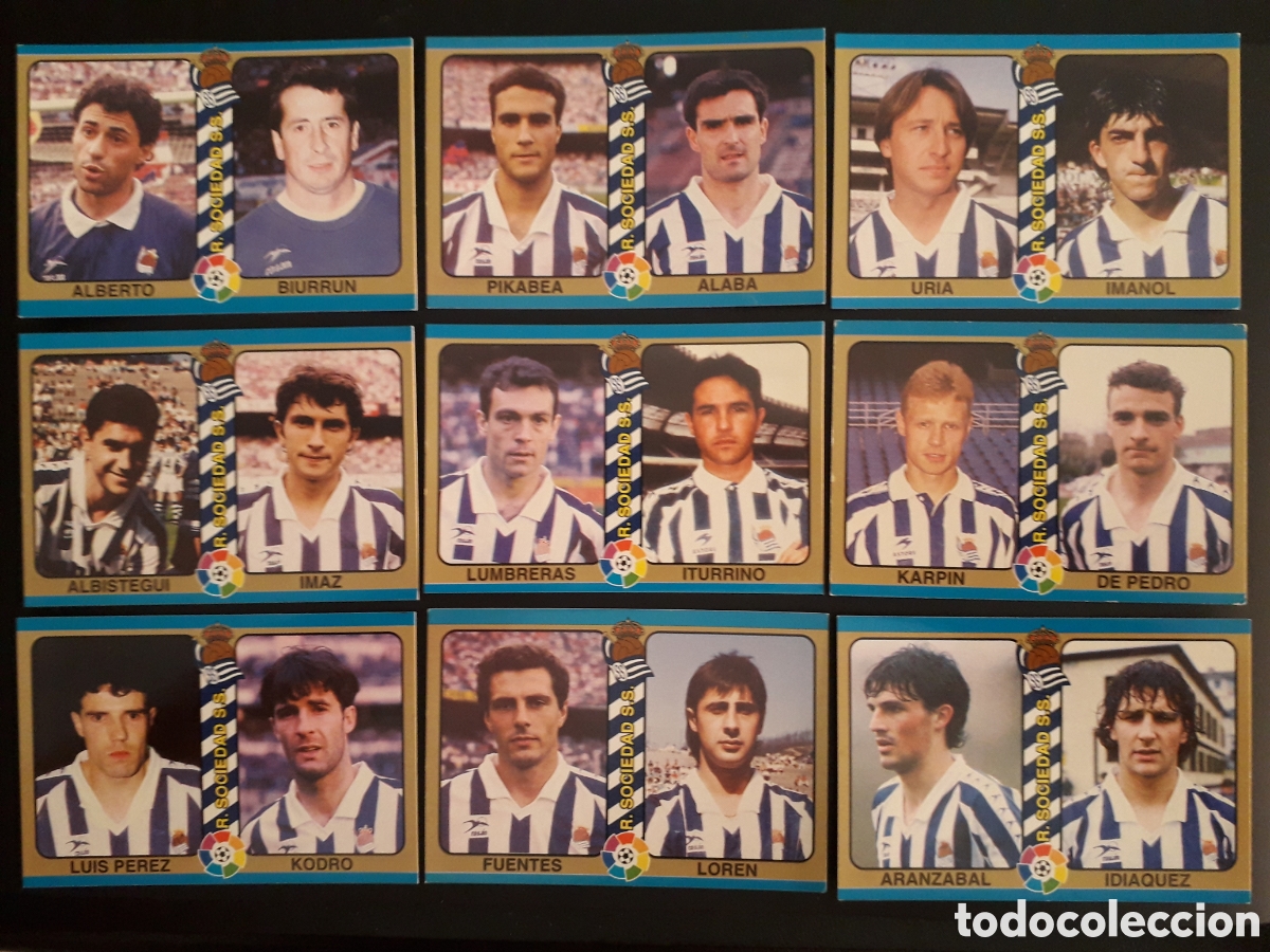 Cartes &agrave; collectionner de Football: 9 CROMOS REAL SOCIEDAD F&Uacute;TBOL TOTAL MUNDICROMO MC 94 95 1995 EQUIPO COMPLETO PEDIDO M&Iacute;NIMO 3&euro;