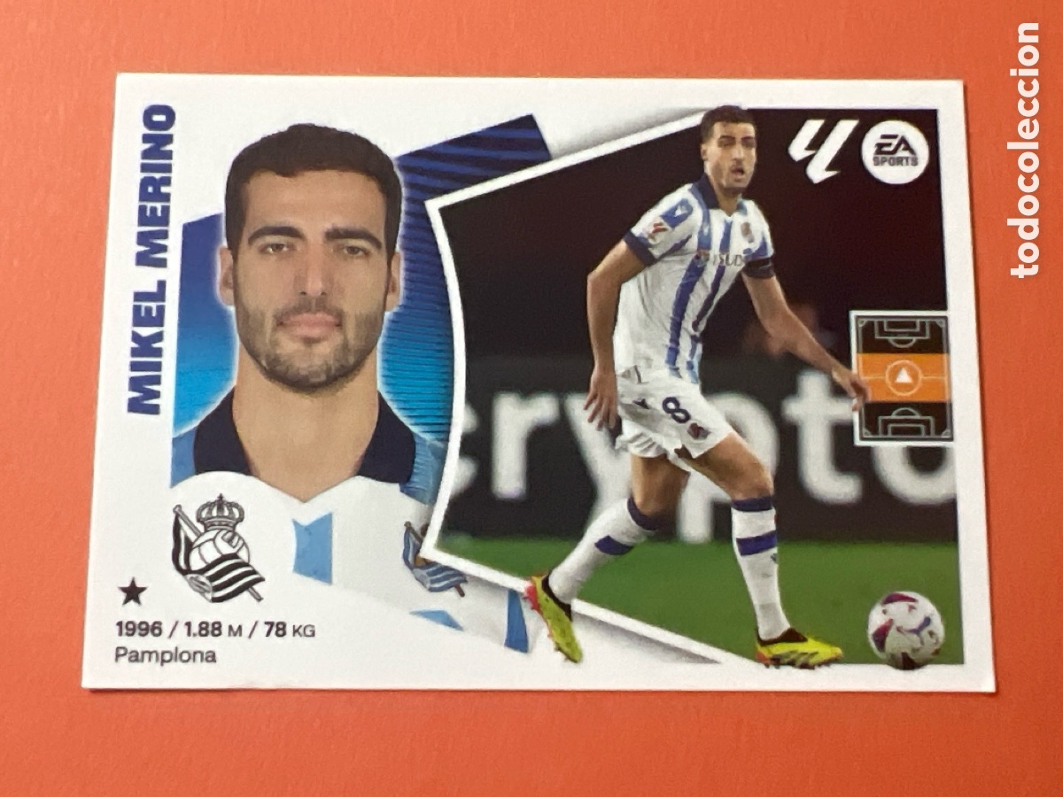 Figurine di Calcio: E349. LIGA ESTE 2024 2025 24 25 N&ordm; 13 MIKEL MERINO REAL SOCIEDAD NUEVO SIN PEGAR