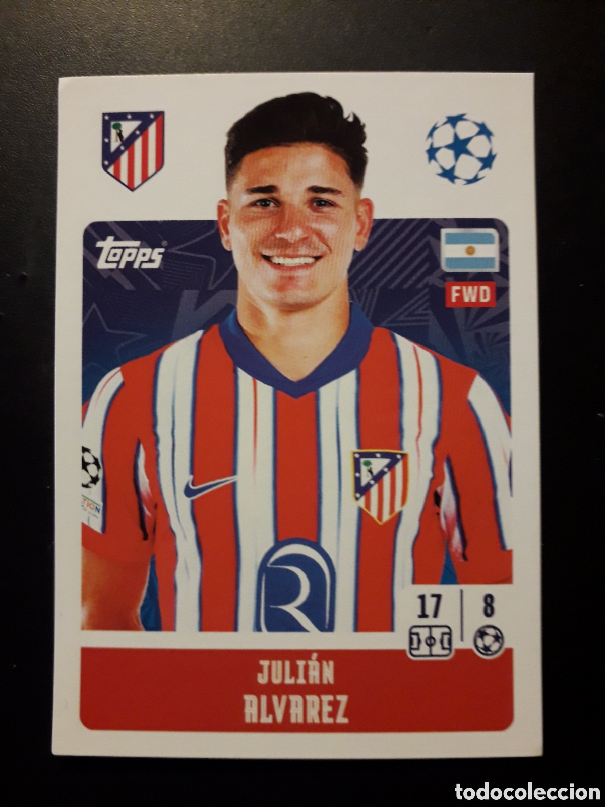 Football Stickers: JULI&Aacute;N &Aacute;LVAREZ AT MADRID N&deg; 99 UEFA CHAMPIONS LEAGUE SEASON TOPPS 24 25 2024 2025 PEDIDO M&Iacute;NIMO 3&euro;.