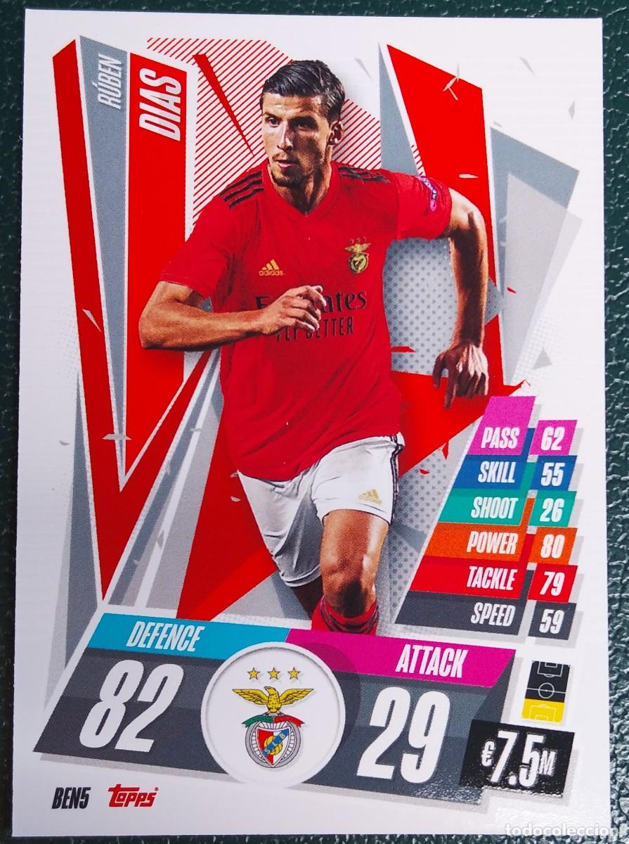 Figurine di Calcio: BEN5 RUBEN DIAS SL BENFICA CHAMPIONS LEAGUE 20 21 FICHAS ALBUM TOPPS MATCH ATTAX 2020 2021