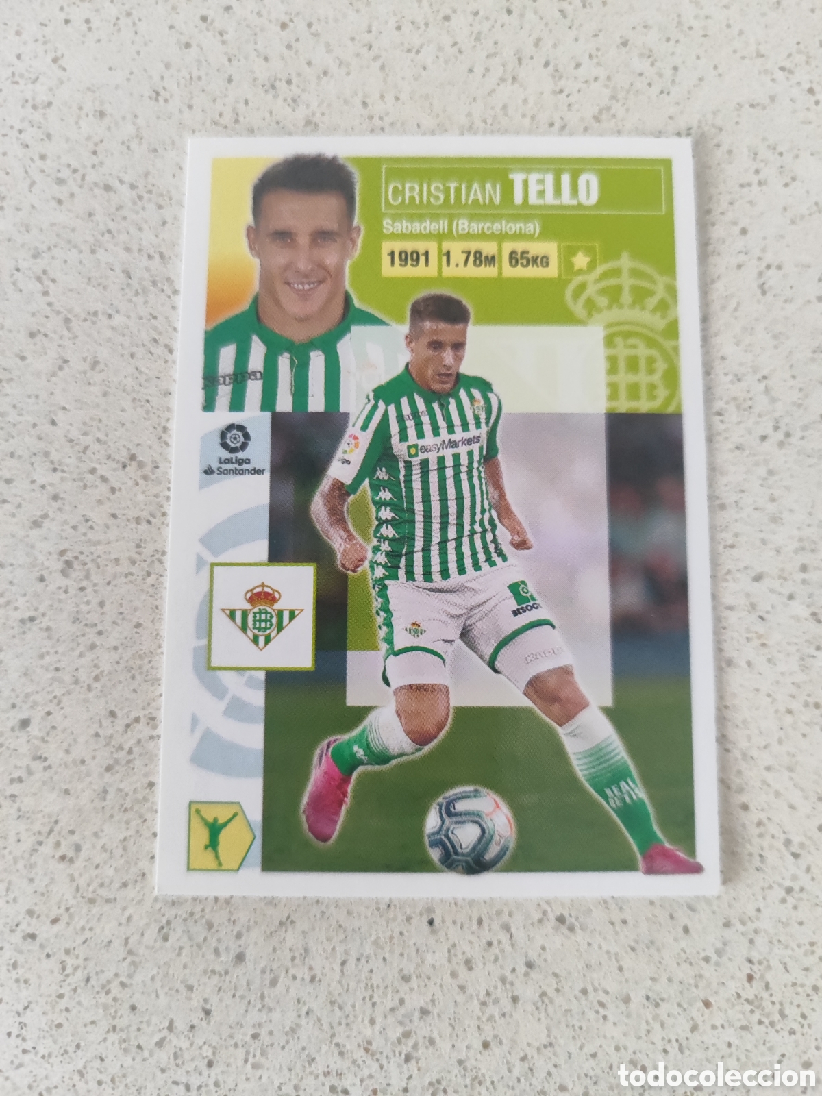 Cromos de f&uacute;tbol: CROMO TELLO REAL BETIS N&Uacute;MERO 16 A. LIGA ESTE 20/21.