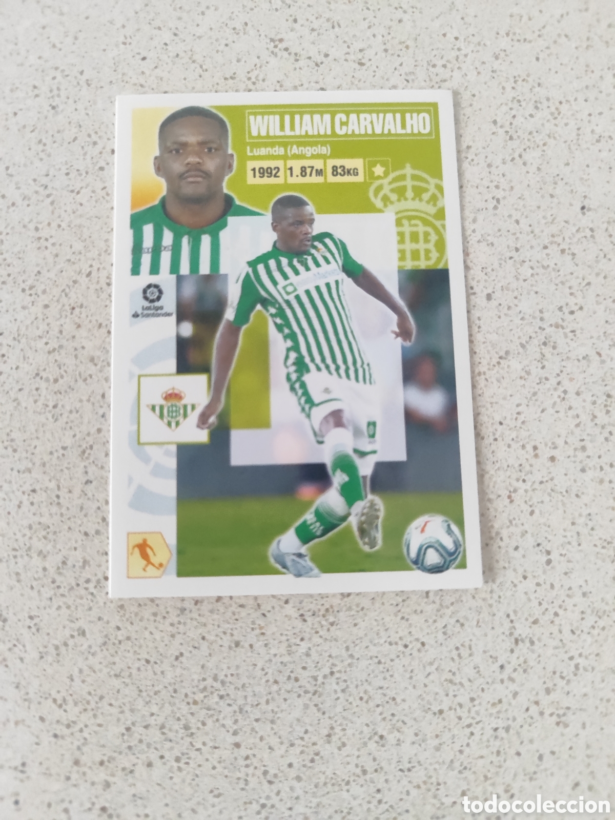Cromos de f&uacute;tbol: CROMO WILLIAM CARVALHO REAL BETIS N&Uacute;MERO 12 A. LIGA ESTE 20/21.