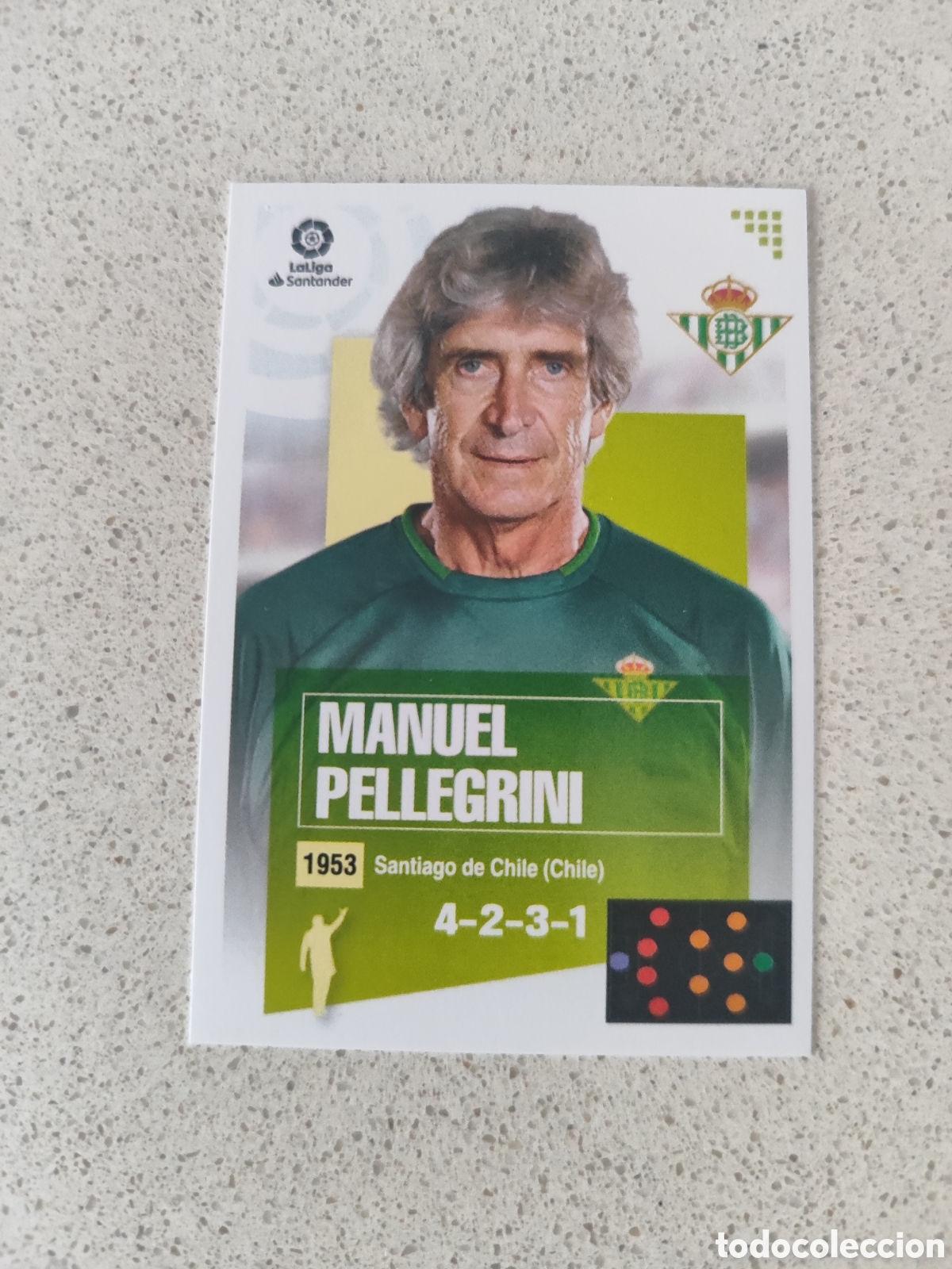 Cromos de f&uacute;tbol: CROMO MANUAL PELLEGRINI REAL BETIS N&Uacute;MERO 1. LIGA ESTE 20/21.