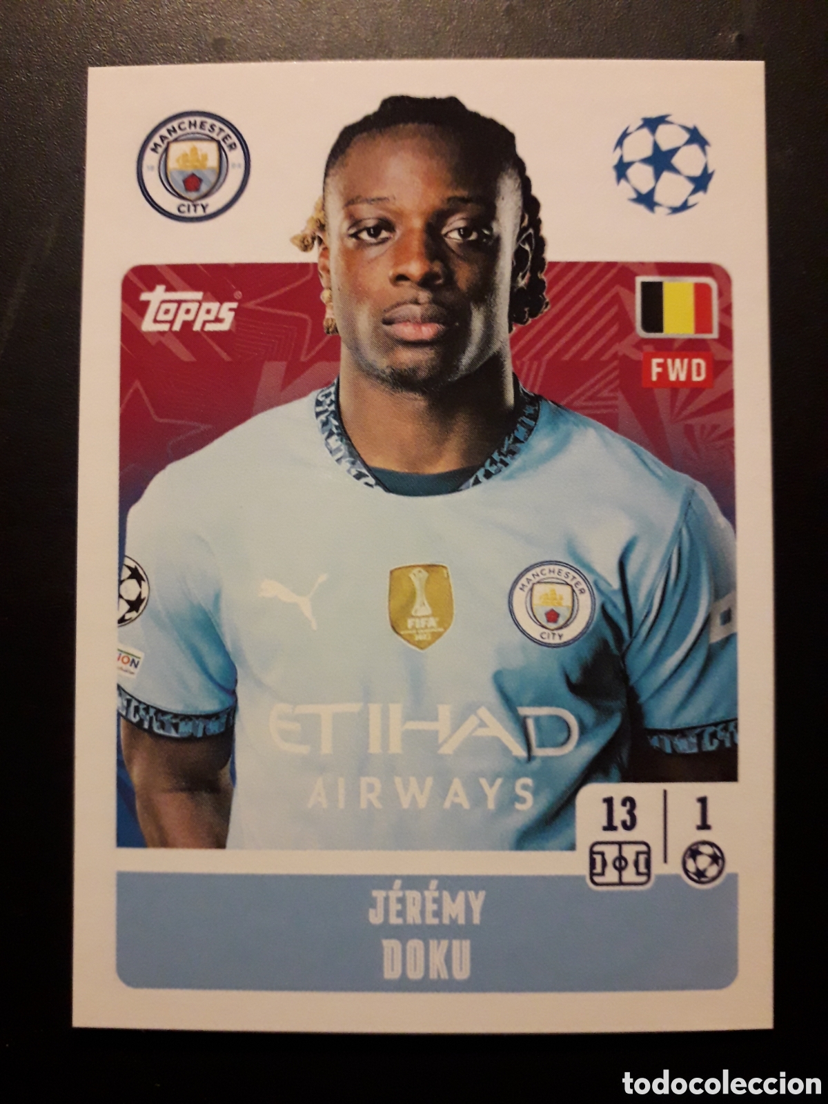 Football Stickers: DOKU MANCHESTER CITY N&deg; 282 UEFA CHAMPIONS LEAGUE SEASON TOPPS 24 25 2024 2025 PEDIDO M&Iacute;NIMO 3&euro;