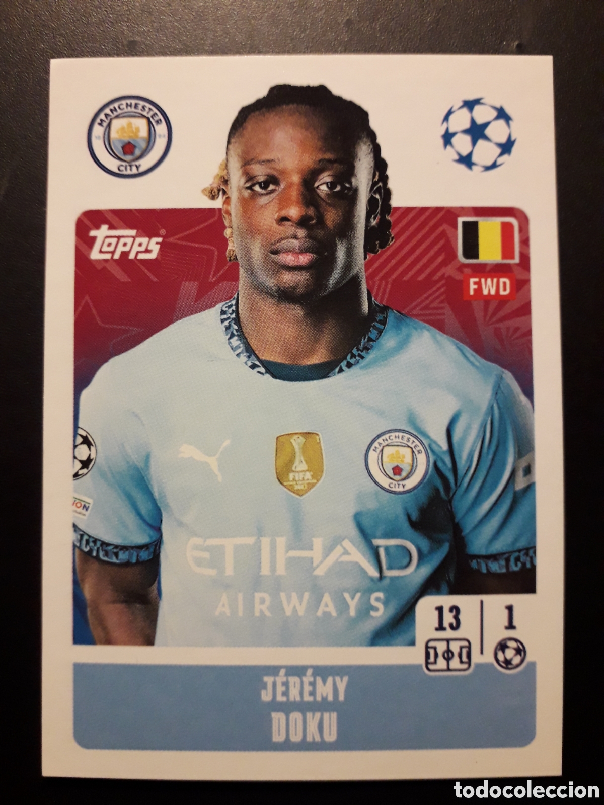 Football Stickers: DOKU MANCHESTER CITY N&deg; 282 UEFA CHAMPIONS LEAGUE SEASON TOPPS 24 25 2024 2025 PEDIDO M&Iacute;NIMO 3&euro;