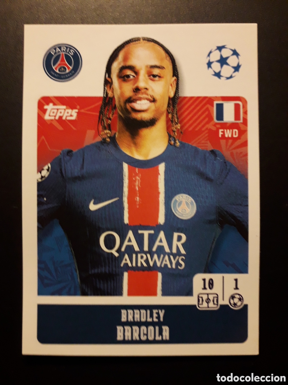 Football Stickers: BARCOLA PAR&Iacute;S SAINT GERMAIN N&deg; 294 UEFA CHAMPIONS LEAGUE TOPPS 24 25 2024 2025 PEDIDO M&Iacute;NIMO 3&euro;