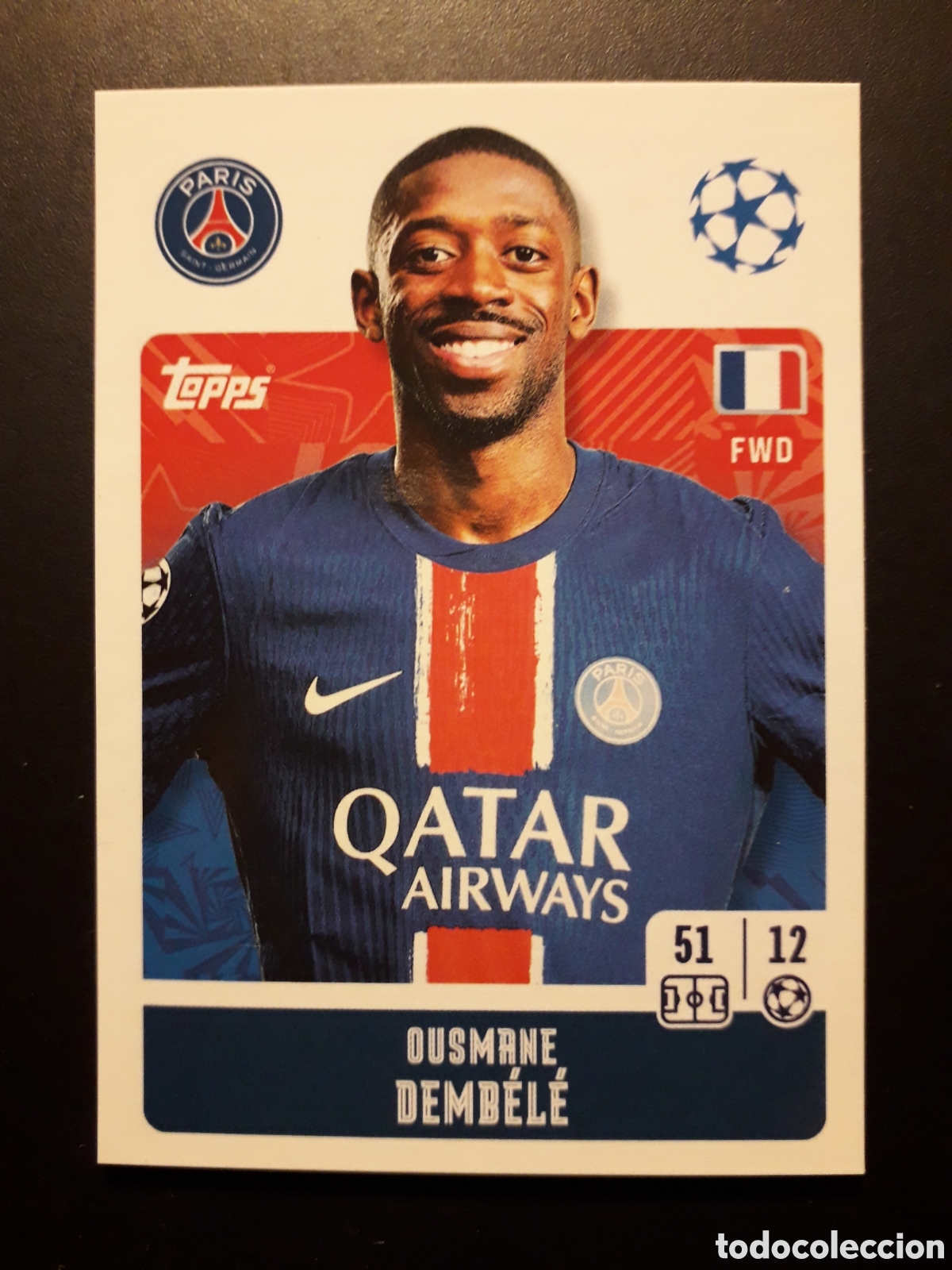 Football Stickers: DEMB&Eacute;L&Eacute; PAR&Iacute;S SAINT GERMAIN N&deg; 292 UEFA CHAMPIONS LEAGUE TOPPS 24 25 2024 2025 PEDIDO M&Iacute;NIMO 3&euro;
