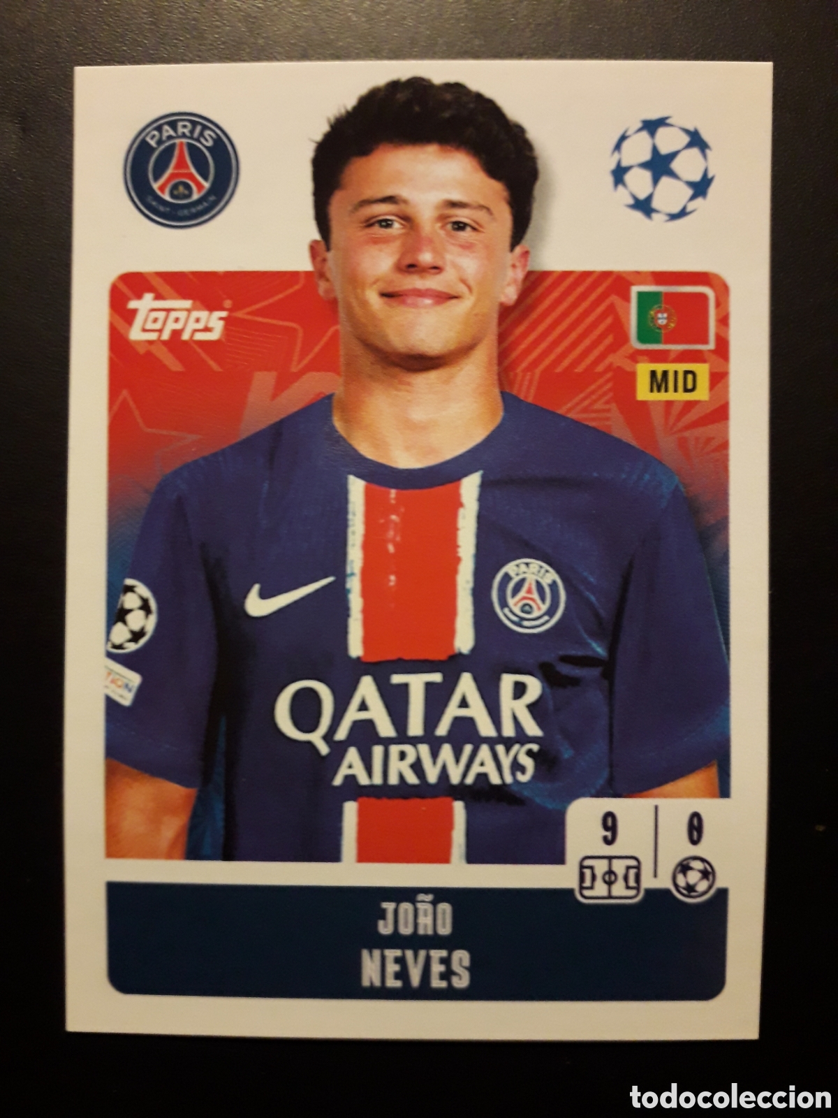 Football Stickers: NEVES PAR&Iacute;S SAINT GERMAIN N&deg; 289 UEFA CHAMPIONS LEAGUE SEASON TOPPS 24 25 2024 2025 PEDIDO M&Iacute;NIMO 3&euro;