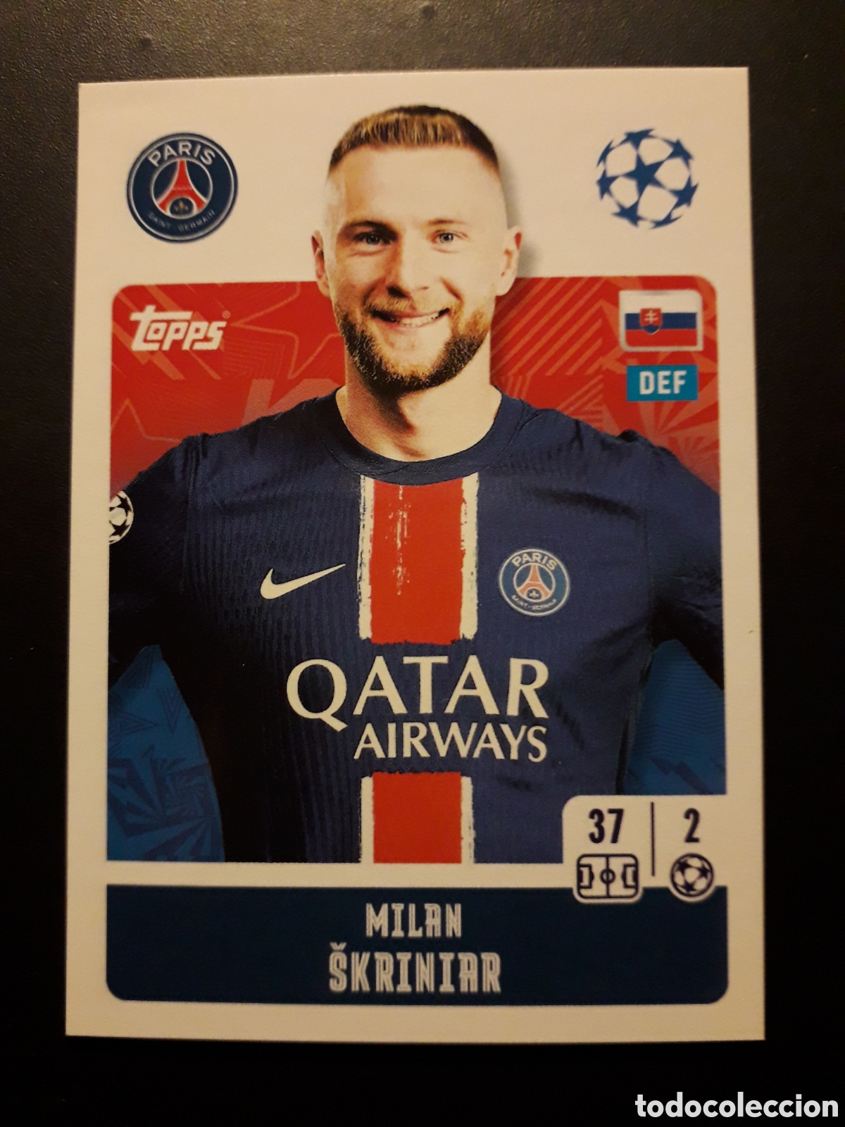 Football Stickers: &Scaron;KRINIAR PAR&Iacute;S SAINT GERMAIN N&deg; 286 UEFA CHAMPIONS LEAGUE TOPPS 24 25 2024 2025 PEDIDO M&Iacute;NIMO 3&euro;