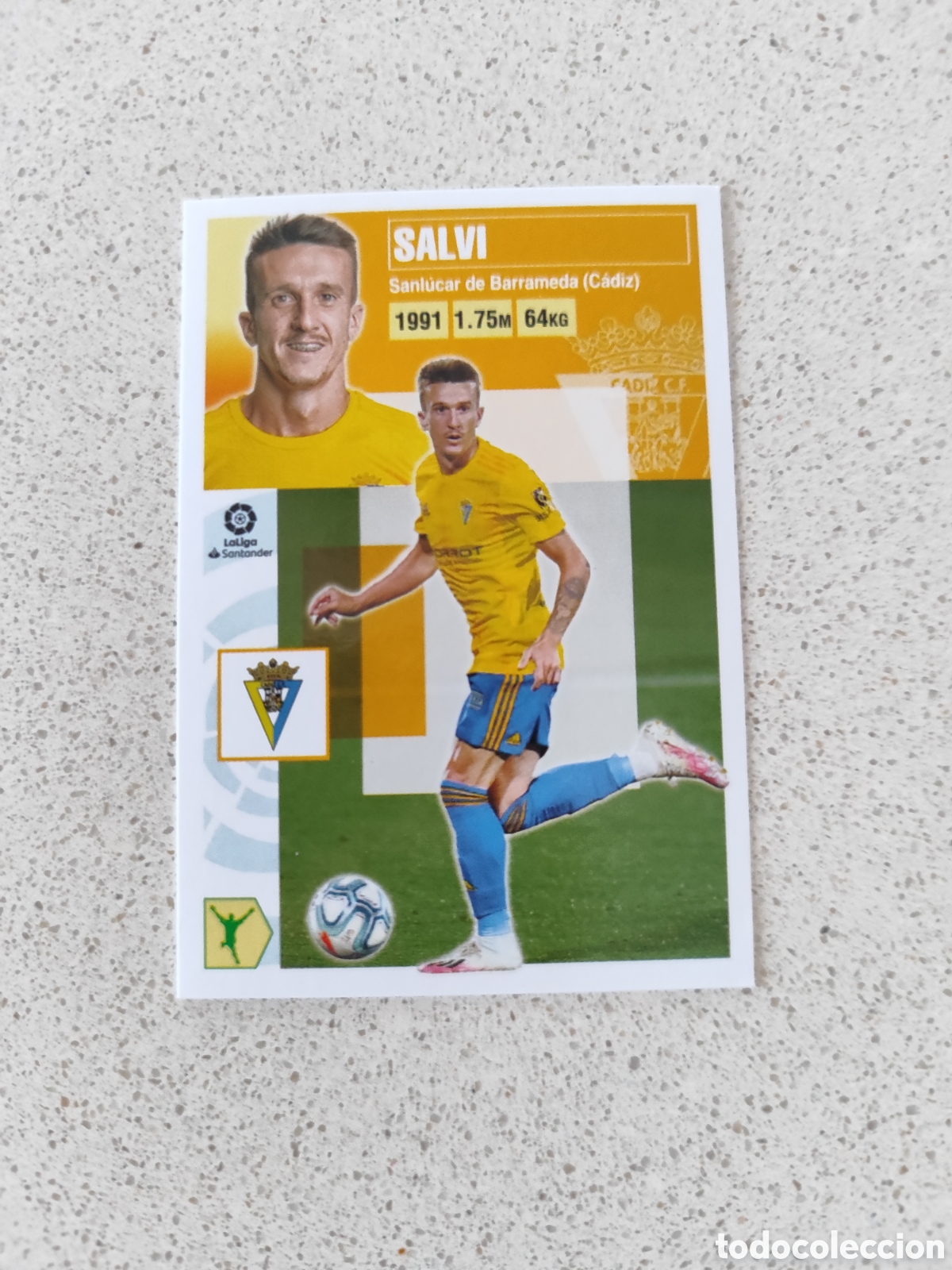Cromos de f&uacute;tbol: CROMO SALVI CADIZ N&Uacute;MERO 16. LIGA ESTE 20/21.