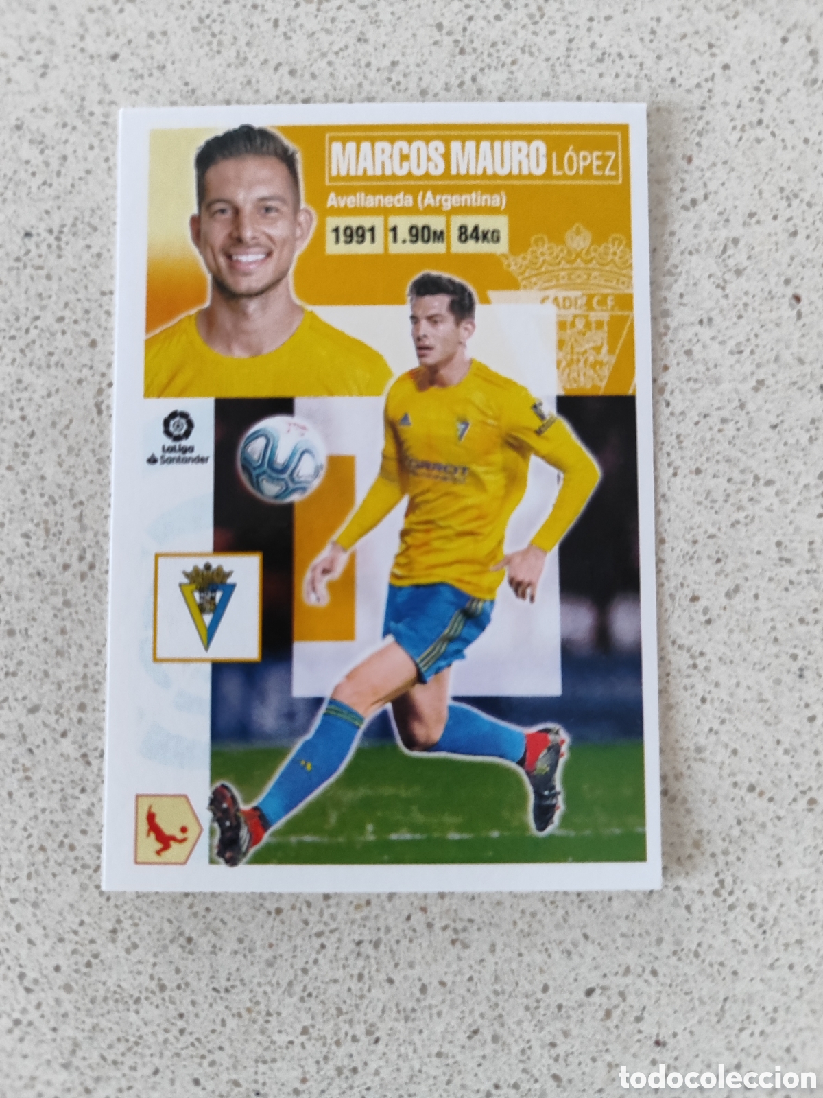 Football Stickers: CROMO MARCOS MAURO CADIZ N&Uacute;MERO 7. LIGA ESTE 20/21.