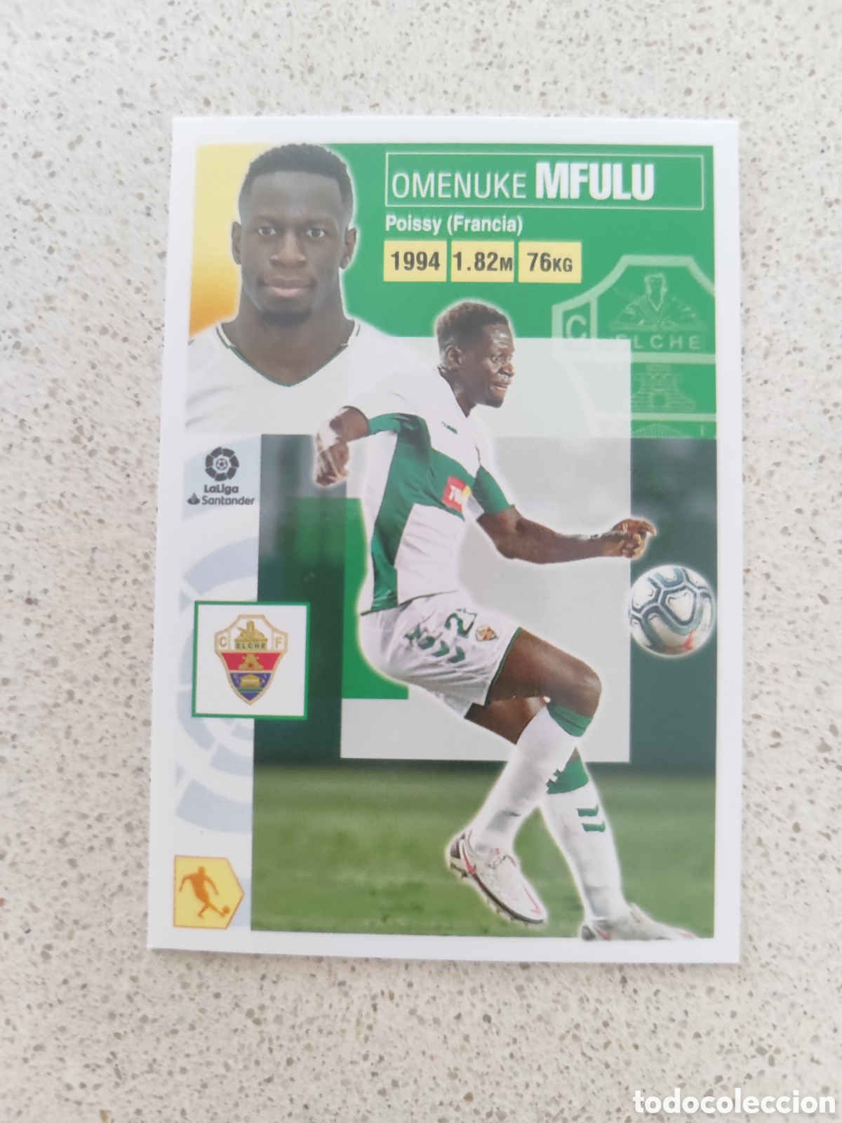 Cromos de f&uacute;tbol: CROMO MFULU ELCHE N&Uacute;MERO 13 BIS COLOCA. LIGA ESTE 20/21. TERCERA EDICI&Oacute;N.