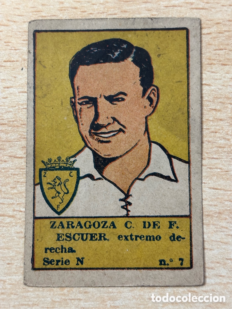 Football Stickers: # 7 Escuer Real Zaragoza Editorial Valenciana Liga 1941 1942 41-42 sin pegar