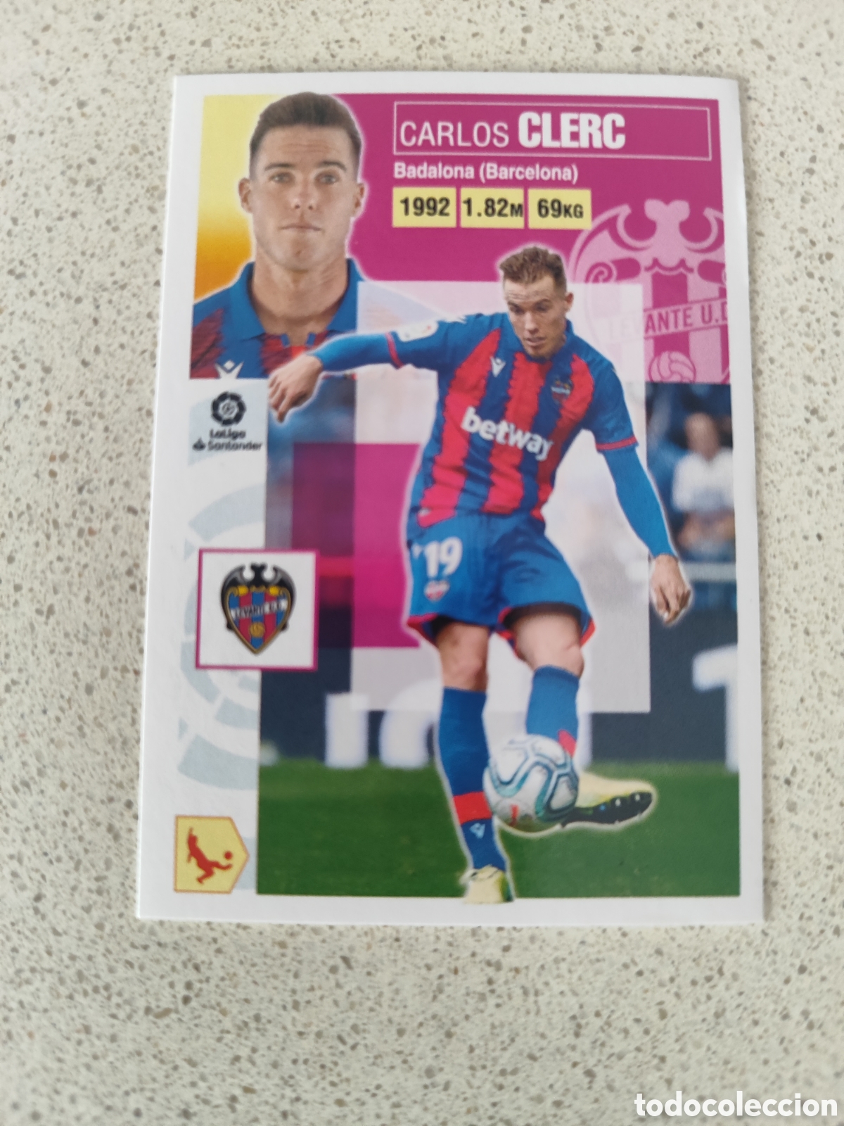 Fu&szlig;ball-Sticker: CROMO CLERC LEVANTE N&Uacute;MERO 9. LIGA ESTE 20/21.