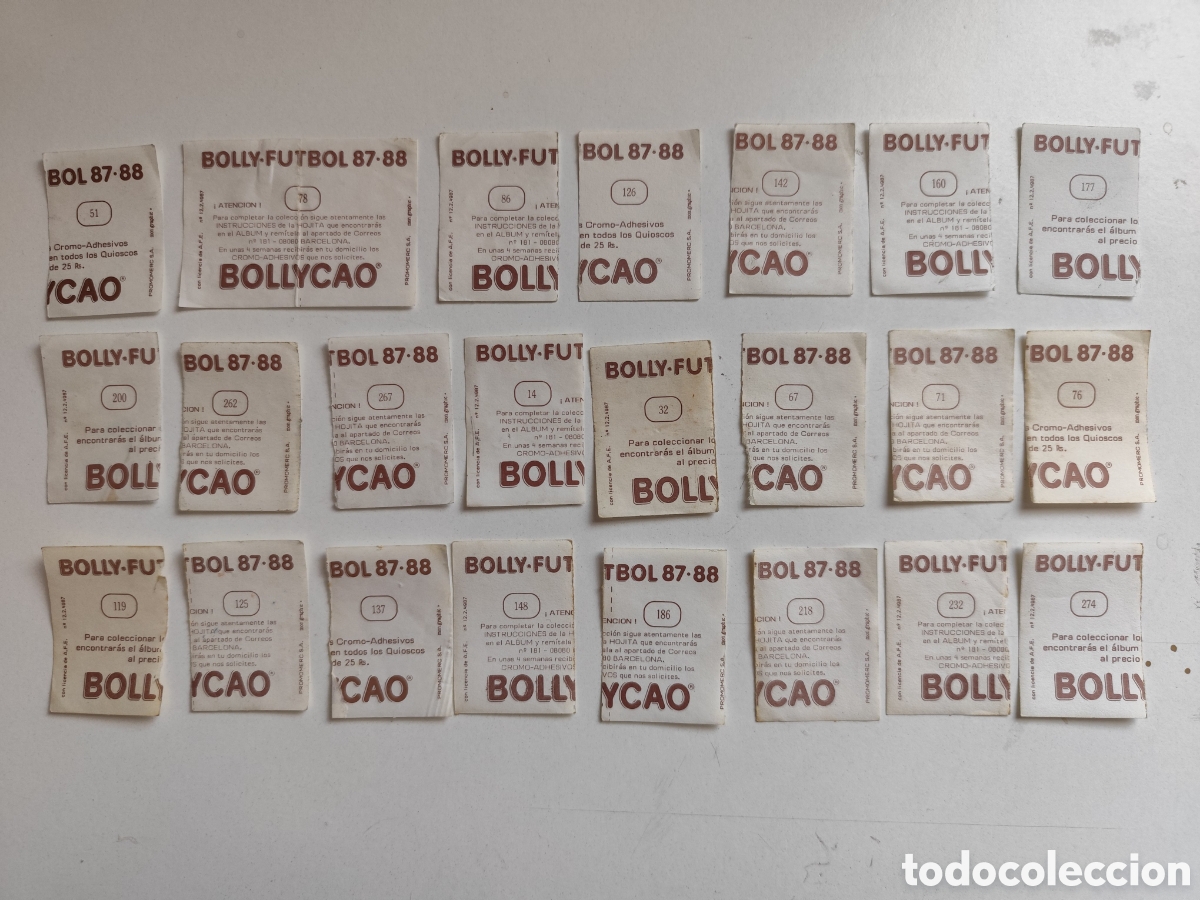 Cromos de F&uacute;tbol: Partes traseras Cromos Bolly-Futbol 87-88. Bollycao
