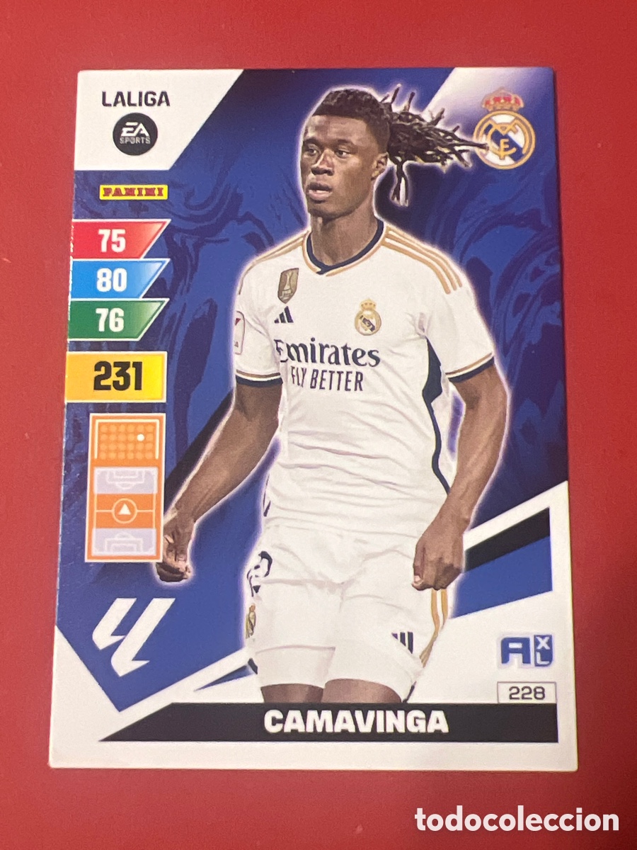 Fu&szlig;ball-Sticker: E847. ADRENALYN XL CAMAVINGA 228 REAL MADRID LIGA 23 24 2023 2024 CROMO PANINI