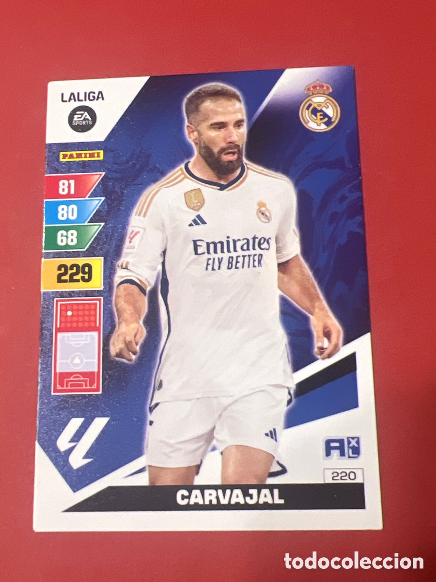 Figurine di Calcio: E881. CARVAJAL REAL MADRID N&ordm; 220 LIGA ADRENALYN XL 2023 2024 PANINI 23 24