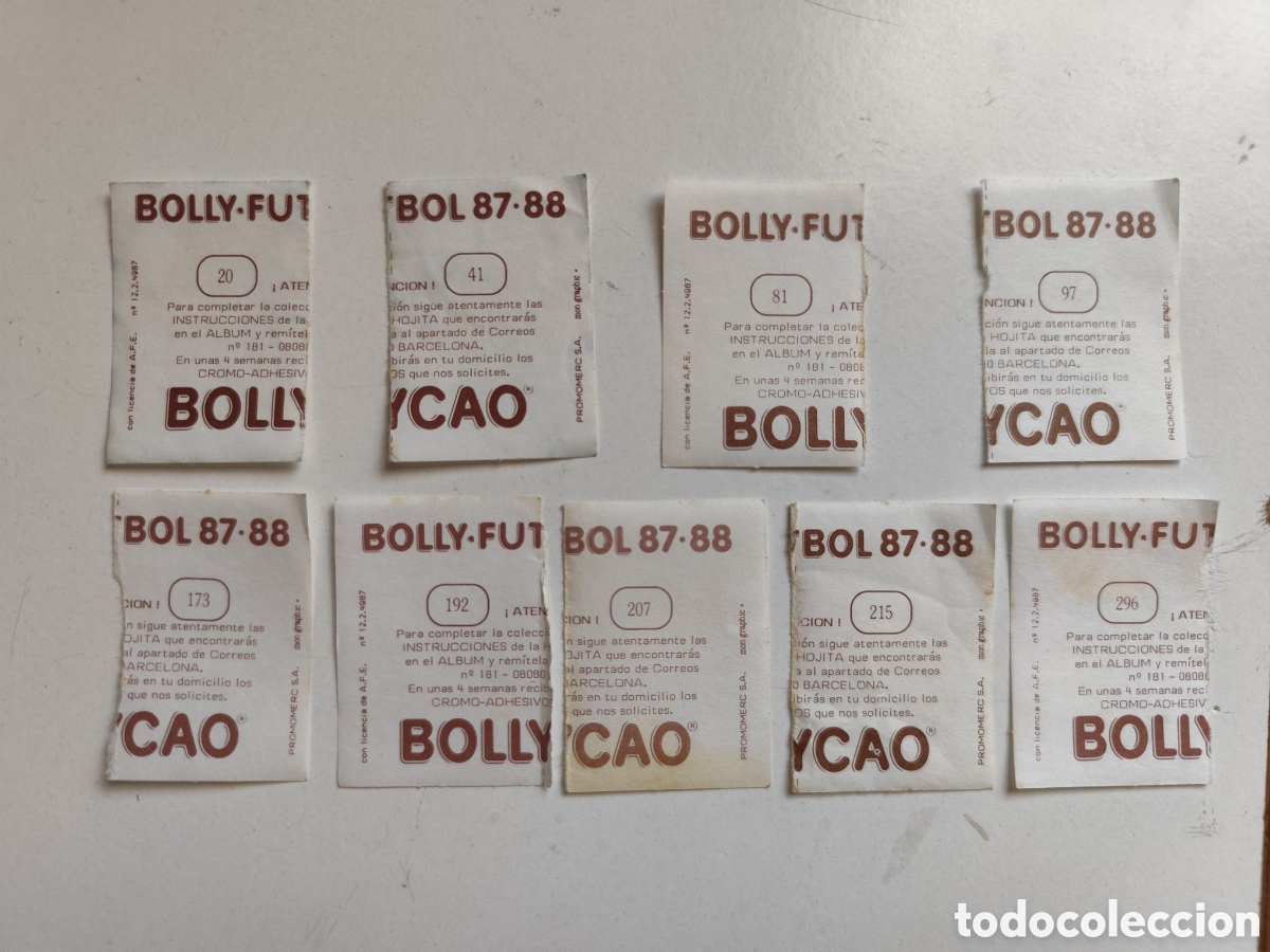 Cromos de F&uacute;tbol: Parte trasera cromos Bolly-futbol 87-88. Bollycao