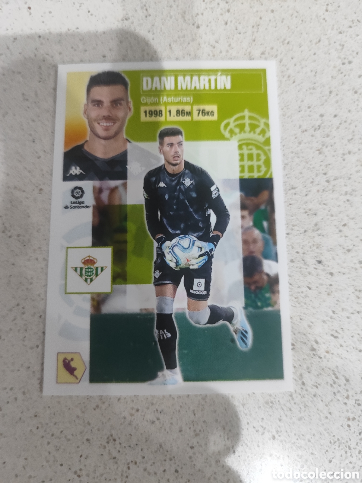 Cromos de f&uacute;tbol: CROMO DANI MART&Iacute;N REAL BETIS N&Uacute;MERO 3. LIGA ESTE 20/21.