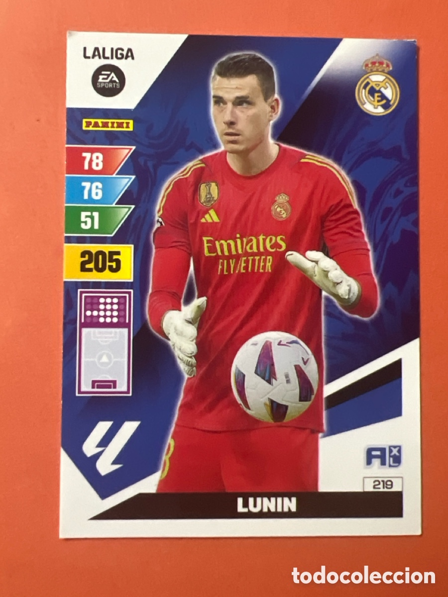 Fu&szlig;ball-Sticker: E1472. LUNIN REAL MADRID N⁰ 219 ADRENALYN 2023 2024 23 24
