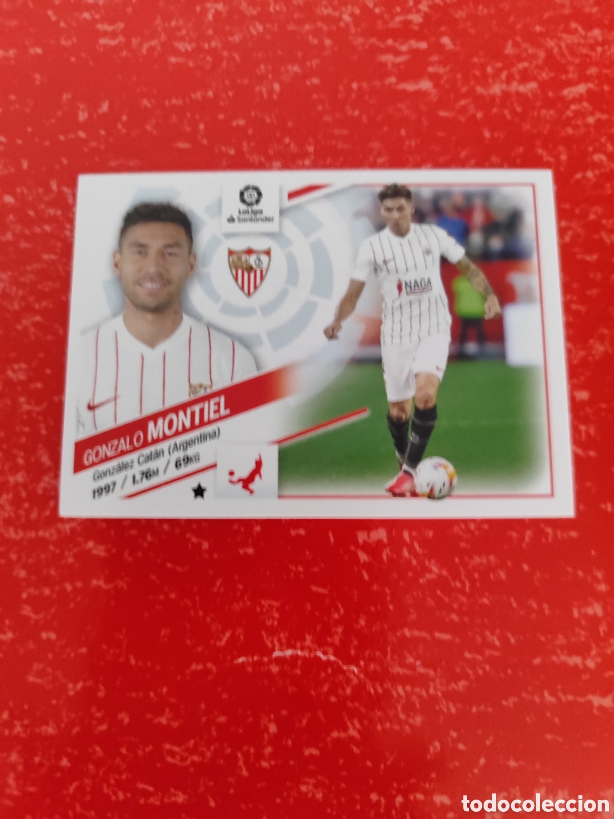 Cromos de F&uacute;tbol: CROMO MONTIEL SEVILLA N&Uacute;MERO 5. LIGA ESTE 22/23.