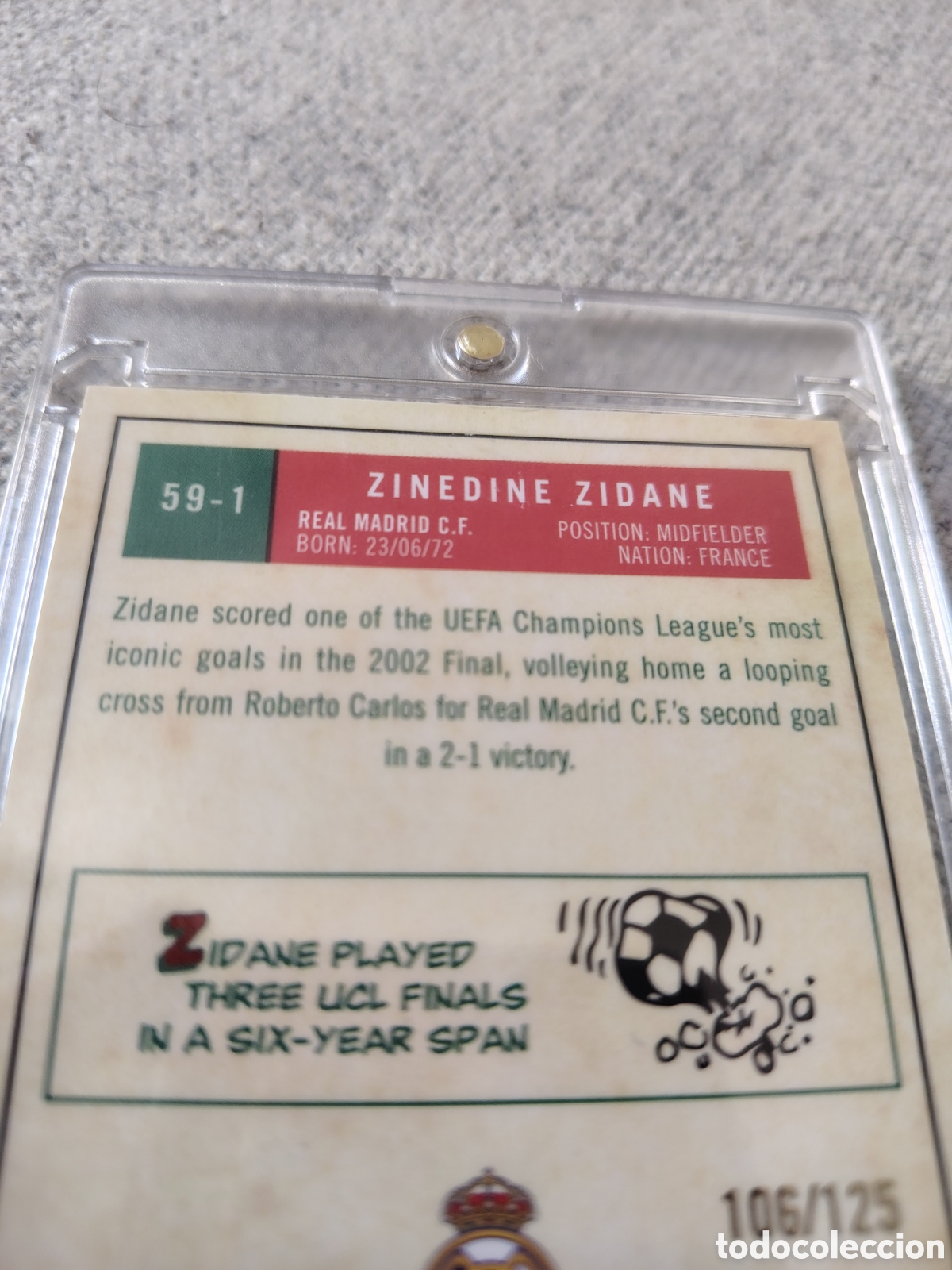 Cromos de f&uacute;tbol: Cromo Zidane. Topps. Numerado - Foto 3