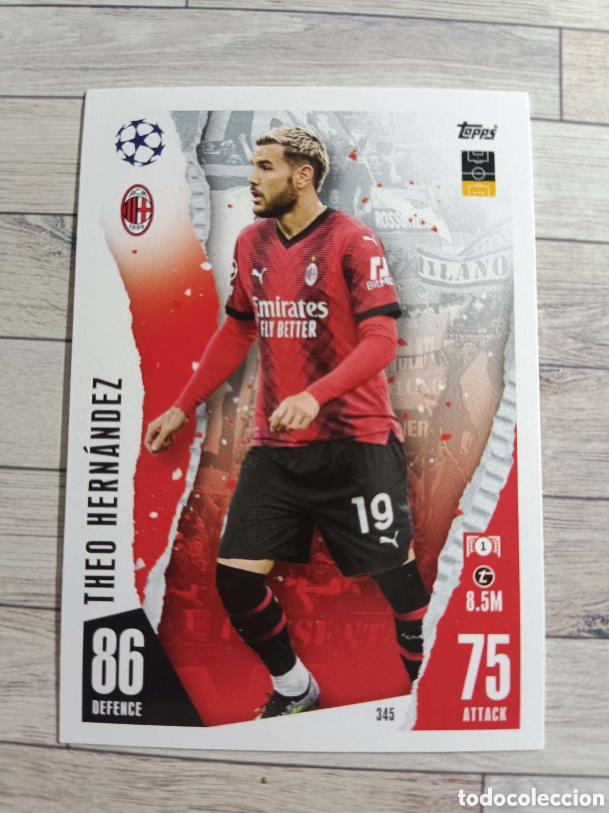 Cromos de f&uacute;tbol: 345 THEO HERNANDEZ AC MILAN TOPPS MATCH ATTAX 2023 2024 CHAMPIONS 23 24