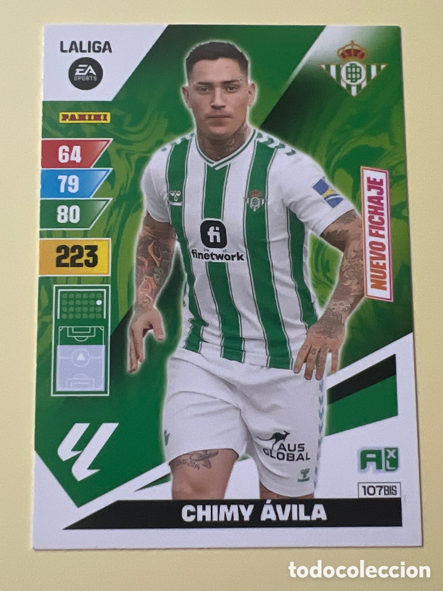 Fu&szlig;ball-Sticker: E1396. 107 bis nuevo fichaje CHIMY AVILA BETIS ADRENALYN 2023 2024 23 24 PANINI CROMOS ACTUALIZACI&Oacute;N