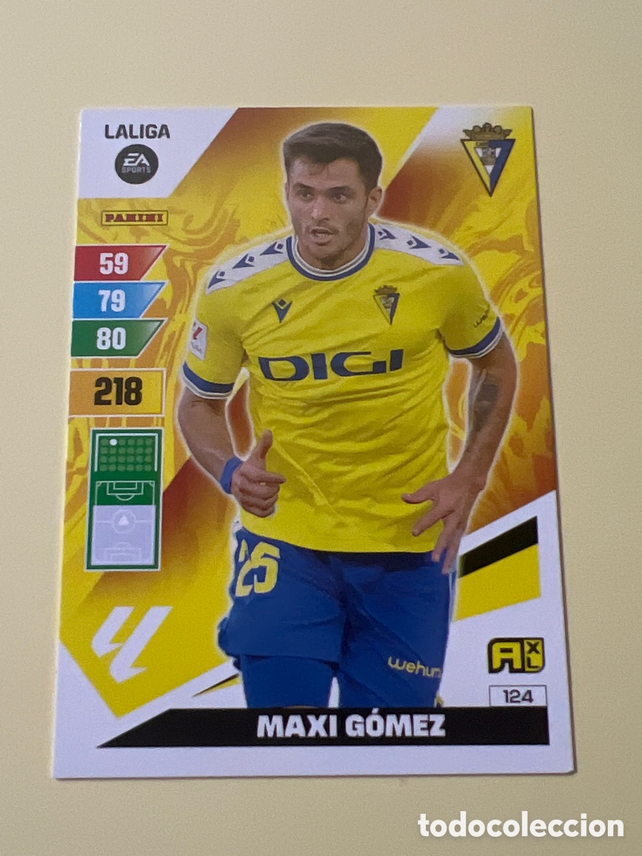 Fu&szlig;ball-Sticker: E1513. 124 Maxi G&oacute;mez, C&aacute;diz CF, Panini Adrenalyn XL 2023 2024 23 24