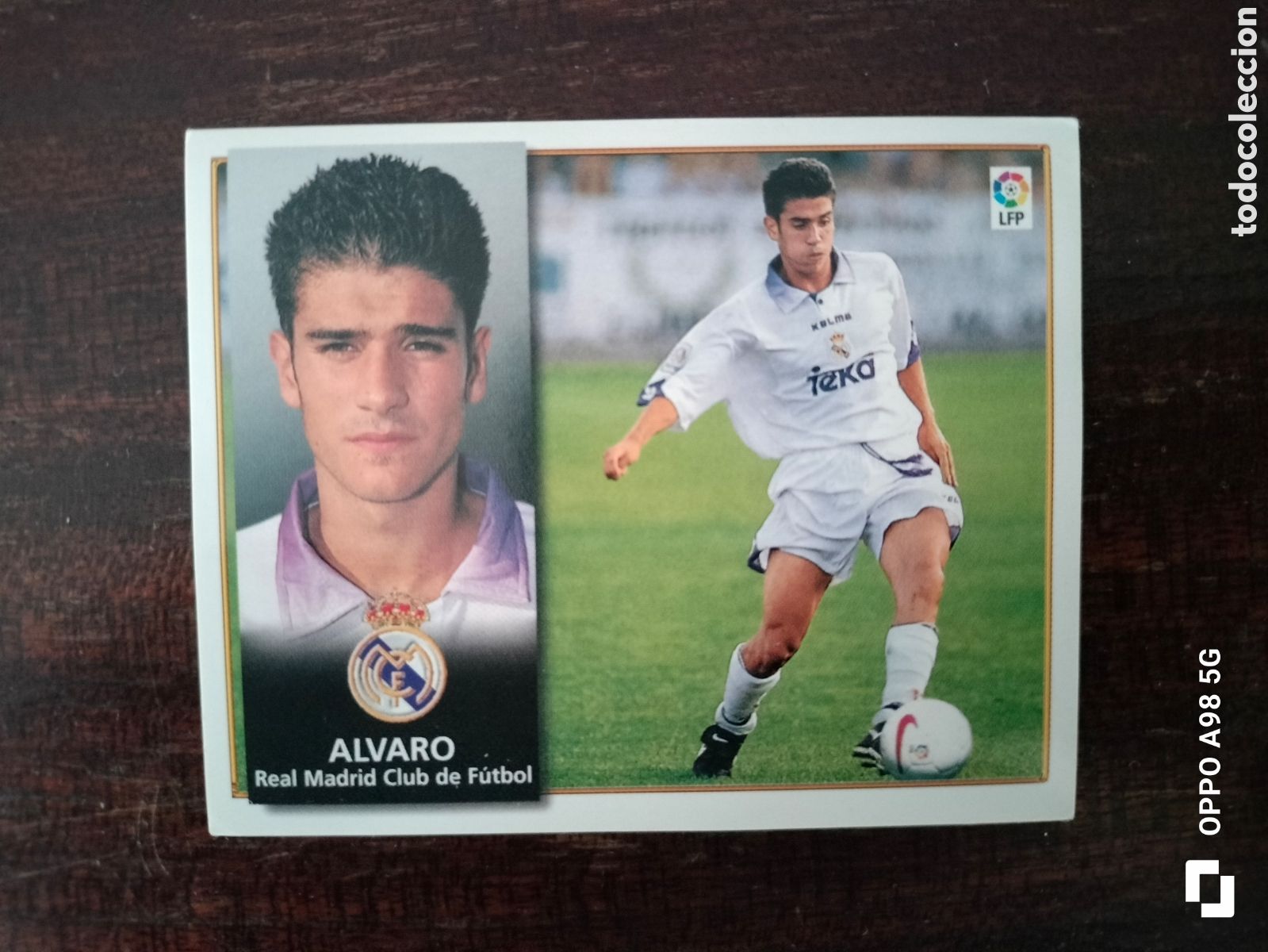 Cromos de F&uacute;tbol: Cromo coloca &Aacute;lvaro Real Madrid ediciones Este liga temporada 98 99 1998 1999