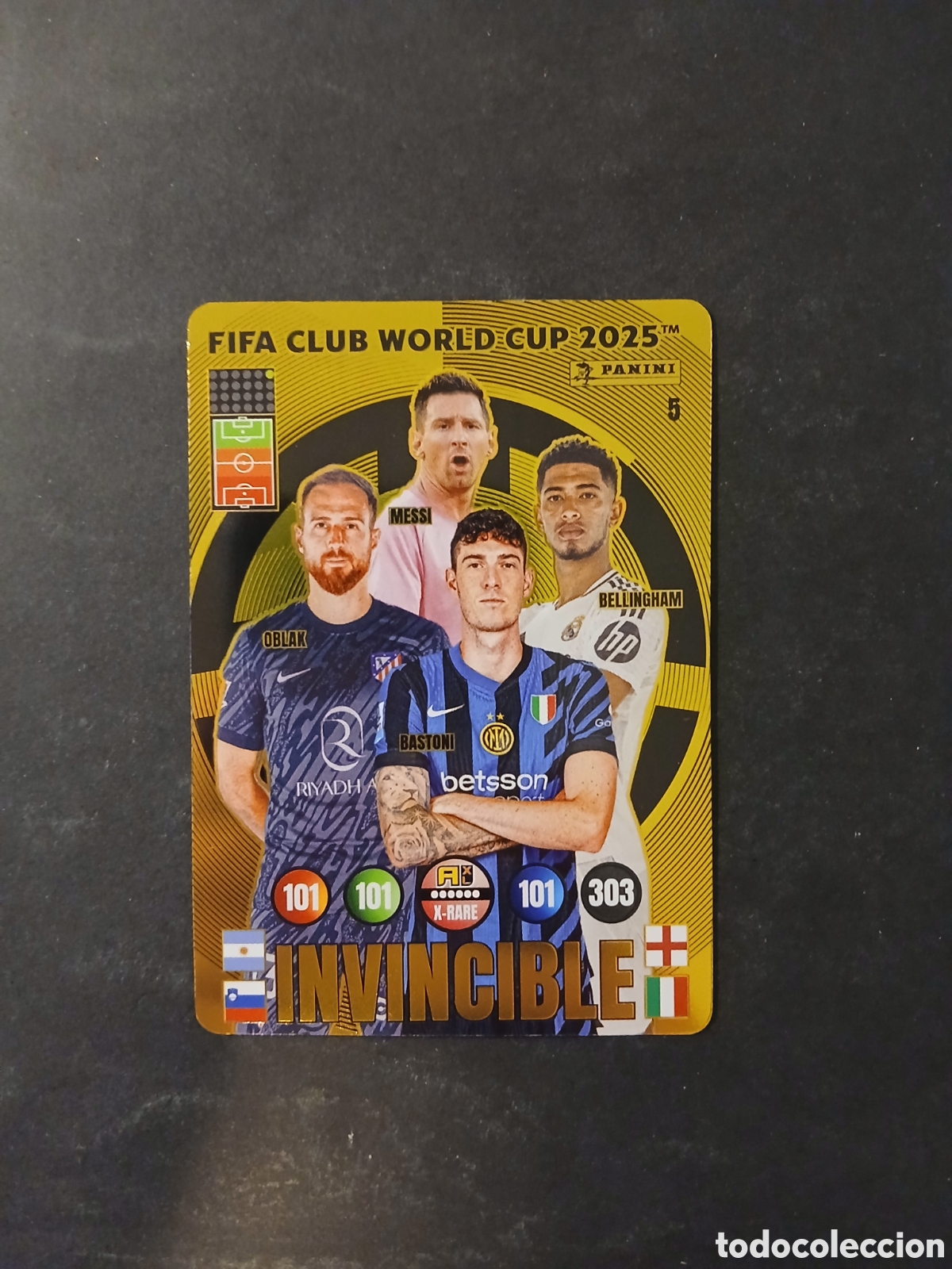 Fu&szlig;ball-Sticker: CARD INVINCIBLE GOLDEN BALLER 5 FIFA ADRENALYN CLUB WORLD CUP 2025 25 PANINI