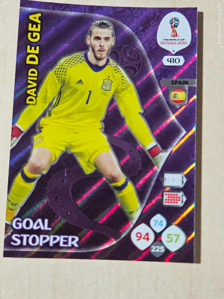 Fu&szlig;ball-Sticker: N&ordm; 410 DE GEA - GOAL STOPPER - ADRENALYN XL MUNDIAL 2018 RUSIA - FICHA