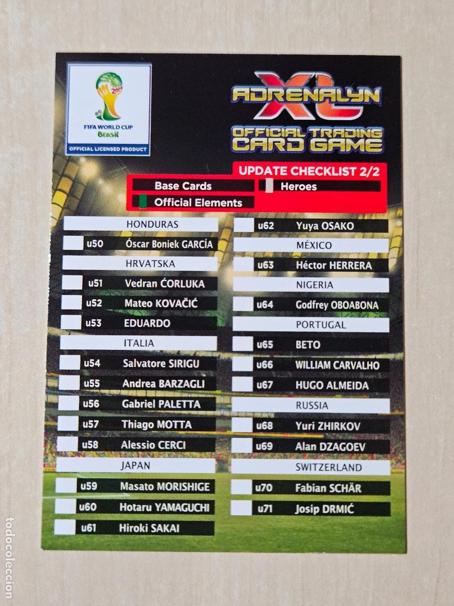 Football Stickers: UPDATE CHECKLIST 2/2 ADRENALYN XL BRASIL 2014 WORLD CUP MUNDIAL FUTBOL 14