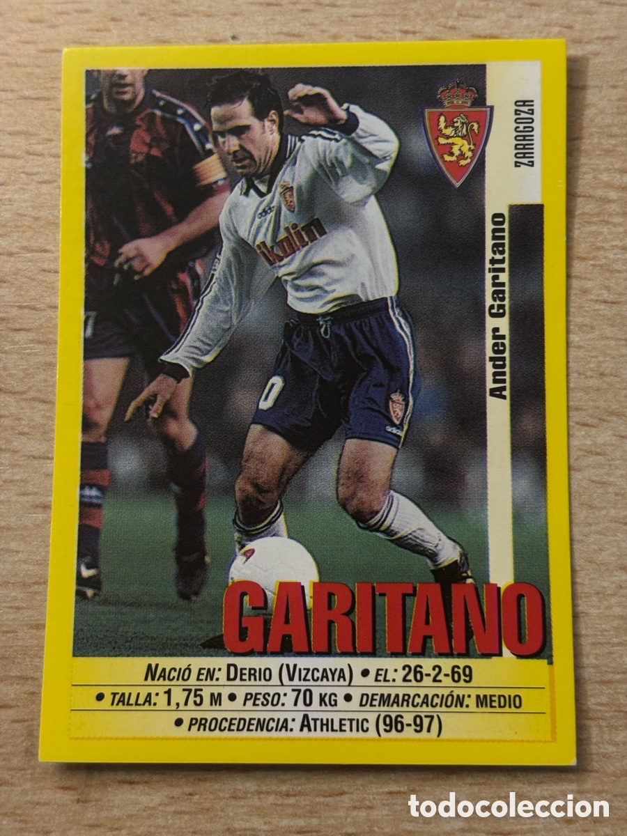 Football Stickers: # 163 Garitano Real Zaragoza versi&oacute;n Panini 99 00 1999 2000 sin pegar