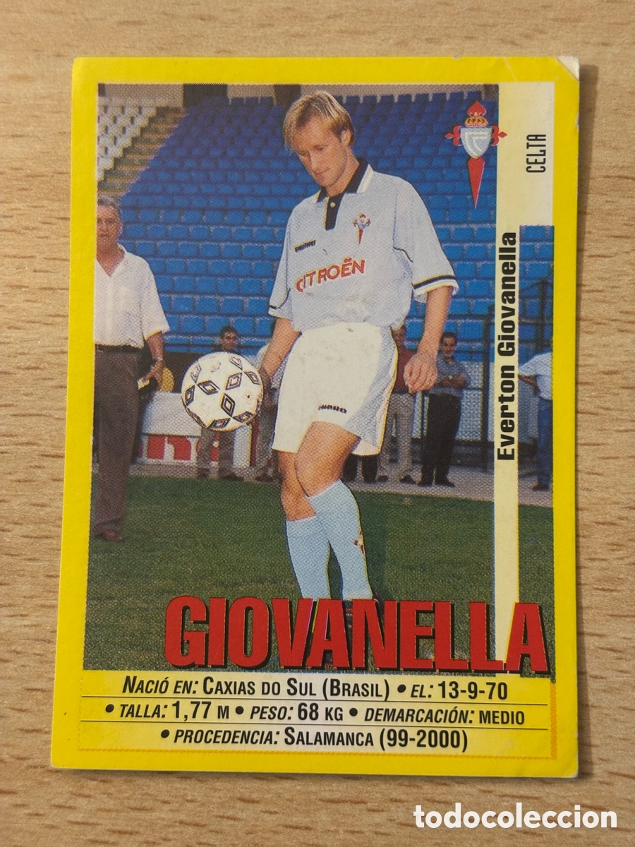 Cromos de F&uacute;tbol: # 84 A Giovanella Celta de Vigo Coloca Panini 99 00 1999 2000 sin pegar escrito en trasera
