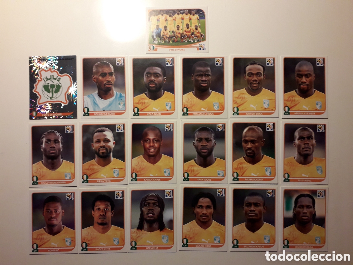Figurine di Calcio: 19 CROMOS COSTA DE MARFIL MUNDIAL SUD&Aacute;FRICA 2010 PANINI. EQUIPO B&Aacute;SICO COMPLETO PEDIDO M&Iacute;NIMO 3&euro;