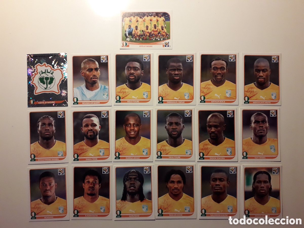 Figurine di Calcio: 19 CROMOS COSTA DE MARFIL MUNDIAL SUD&Aacute;FRICA 2010 PANINI. EQUIPO B&Aacute;SICO COMPLETO PEDIDO M&Iacute;NIMO 3&euro;