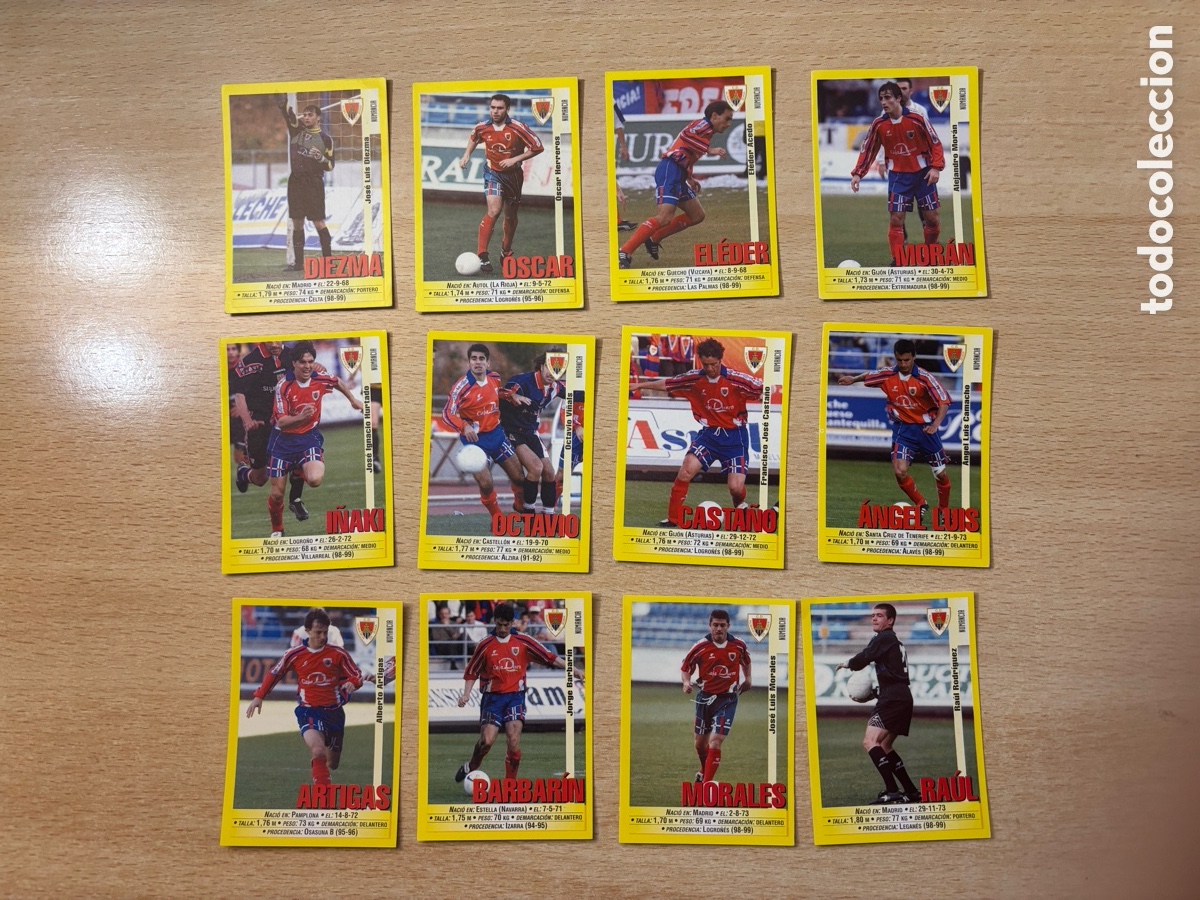 Fu&szlig;ball-Sticker: 12 cromos CD Numancia Panini 99 00 1999 2000 sin pegar, buen estado general ver fotos