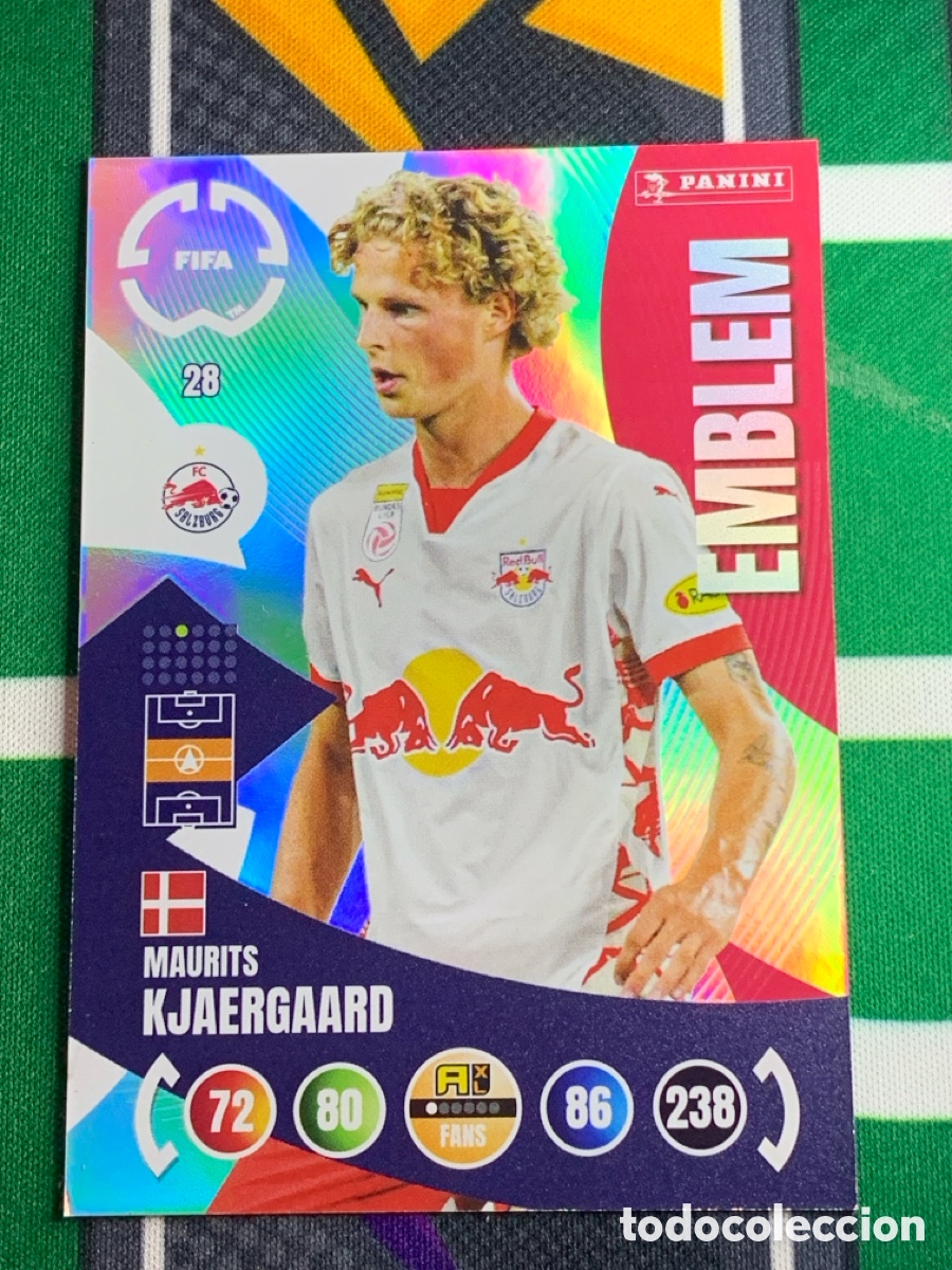 Fu&szlig;ball-Sticker: 28 Maurits Kjaergaard FC Red Bull Salzburg Emblem Adrenalyn FIFA WORLD CUP 2025